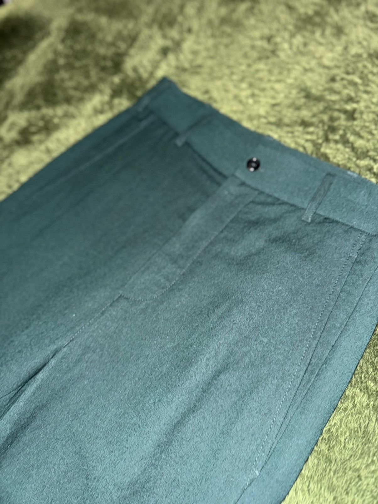 Ann Demeulemeester [S] Ann Demeulemeester Panel Detail Wool Trousers Green Size US 30 / EU 46 - 2 Thumbnail