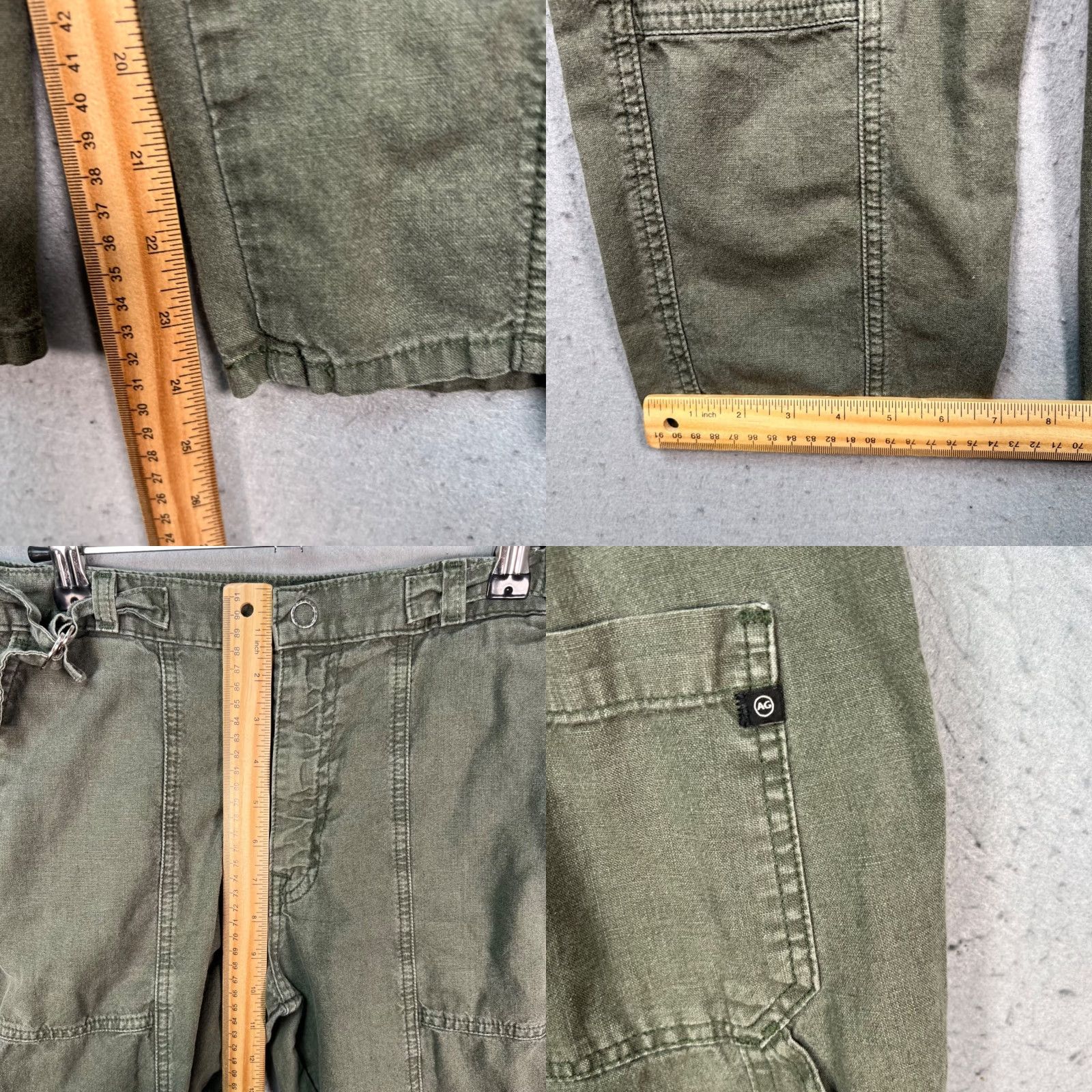 Vintage AG Adriano Goldschmied The Noten Carpenter High Rise Straight Pants Olive Green 26R Women's Pants Size 26" / US 2 / IT 38 - 8 Thumbnail