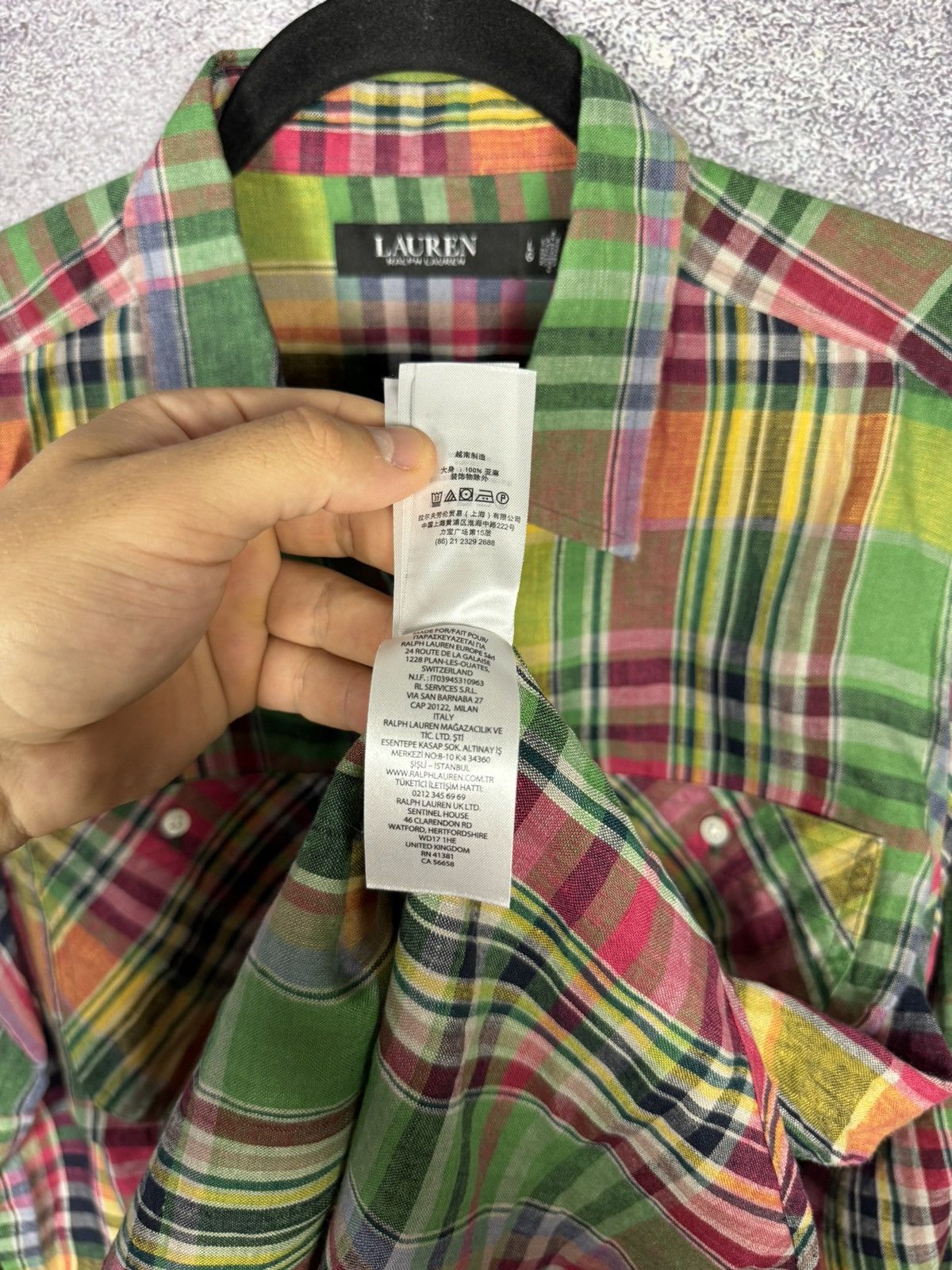 Polo Ralph Lauren Lauren Ralph Lauren 100% Linen Check Shirt Button Up Large Size US L / EU 52-54 / 3 - 14 Thumbnail