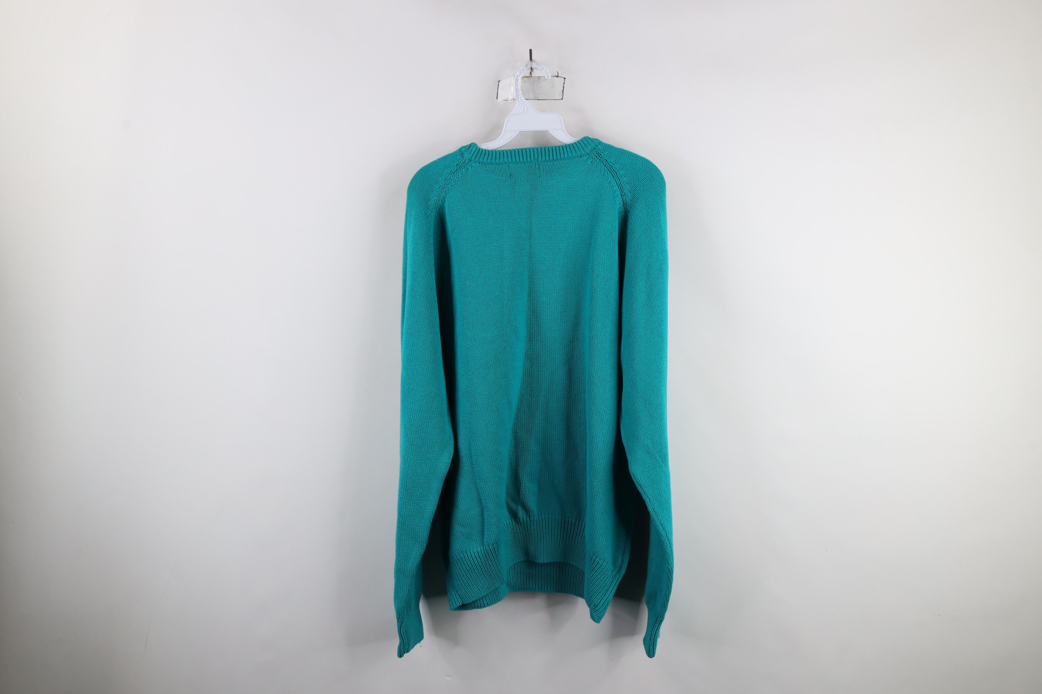 Vintage Vintage 90s Streetwear Cotton Knit Crewneck Sweater Teal Size US XL / EU 56 / 4 - 6 Thumbnail