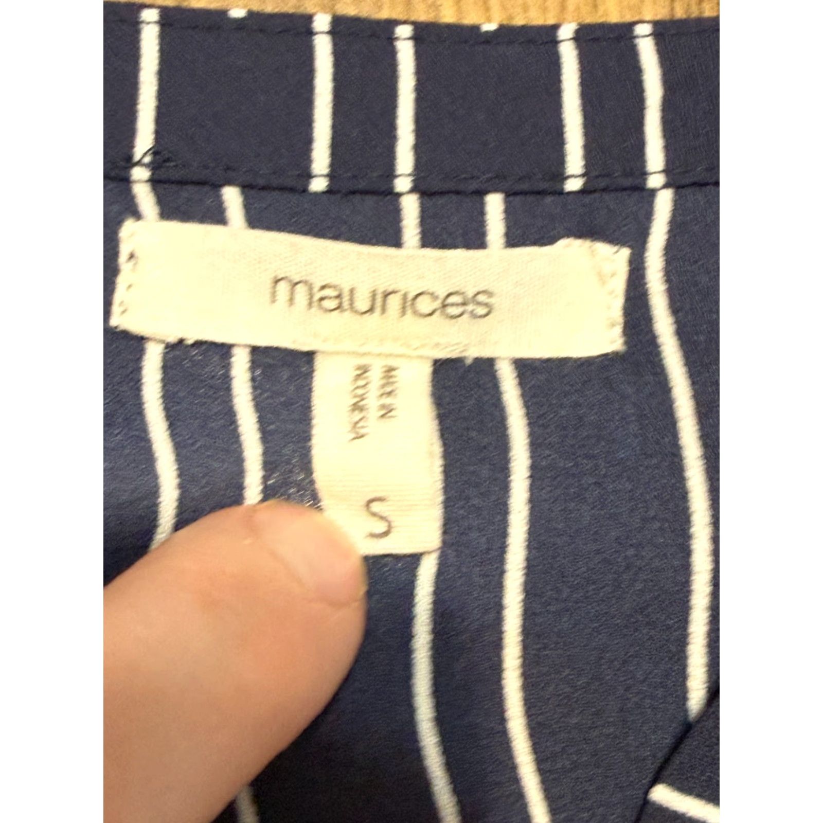 Vintage Maurices Shirt Women Small Blue White Striped 3/4 Sleeve V-Neck Blouse Size S / US 4 / IT 40 - 5 Thumbnail