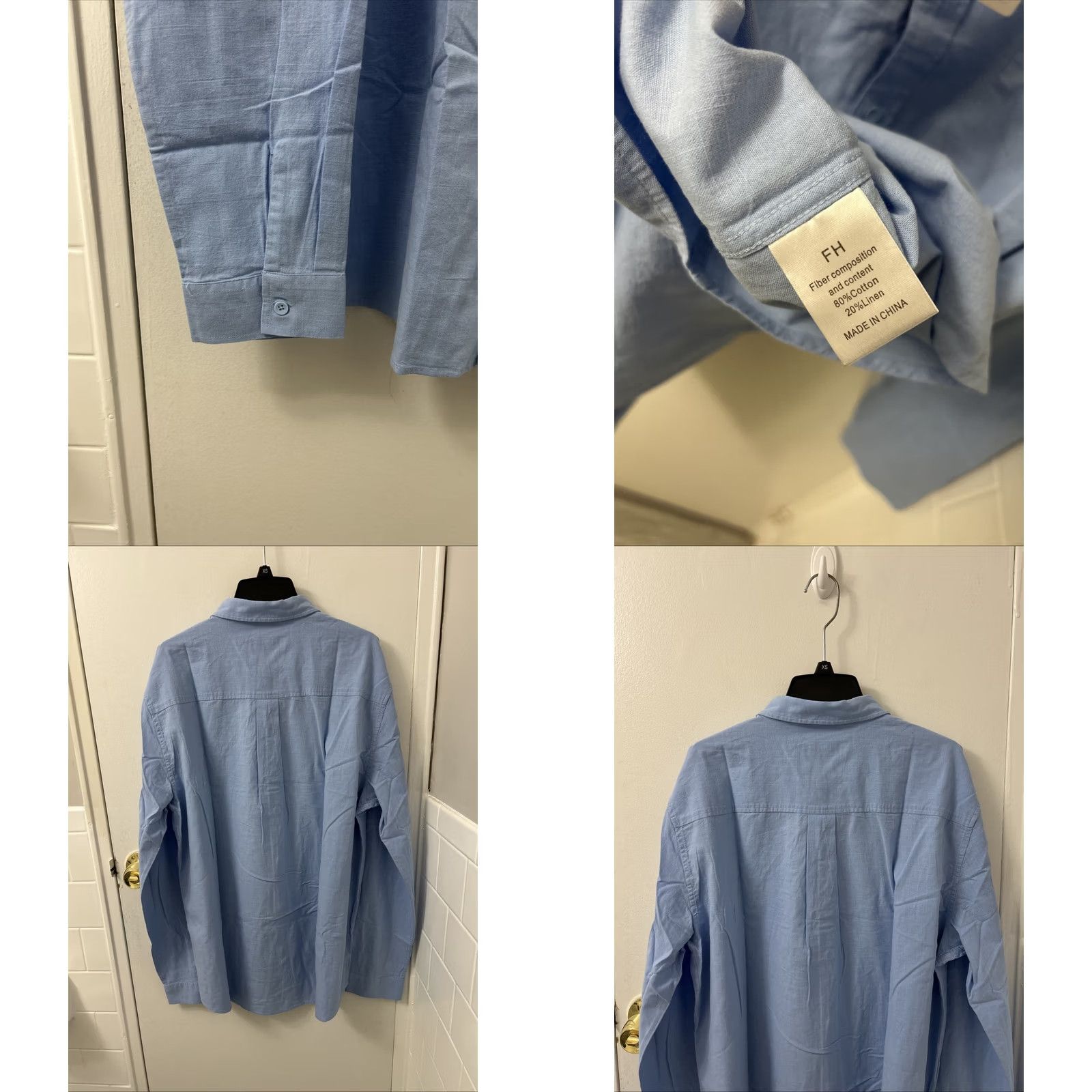 Vintage Jekaoyi Shirt Mens XL Blue Cotton Linen Blend Button-Down Long Sleeve Shirt Size US XL / EU 56 / 4 - 8 Thumbnail