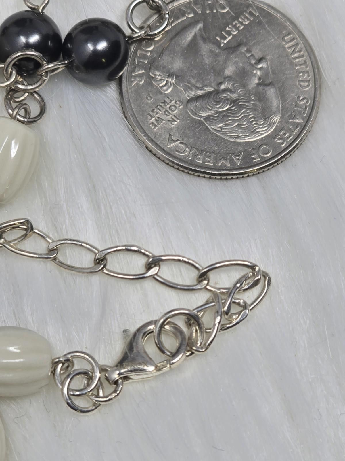 Other Lenox 925 Sterling Black White Bead Necklace 18.75" Size ONE SIZE - 5 Thumbnail