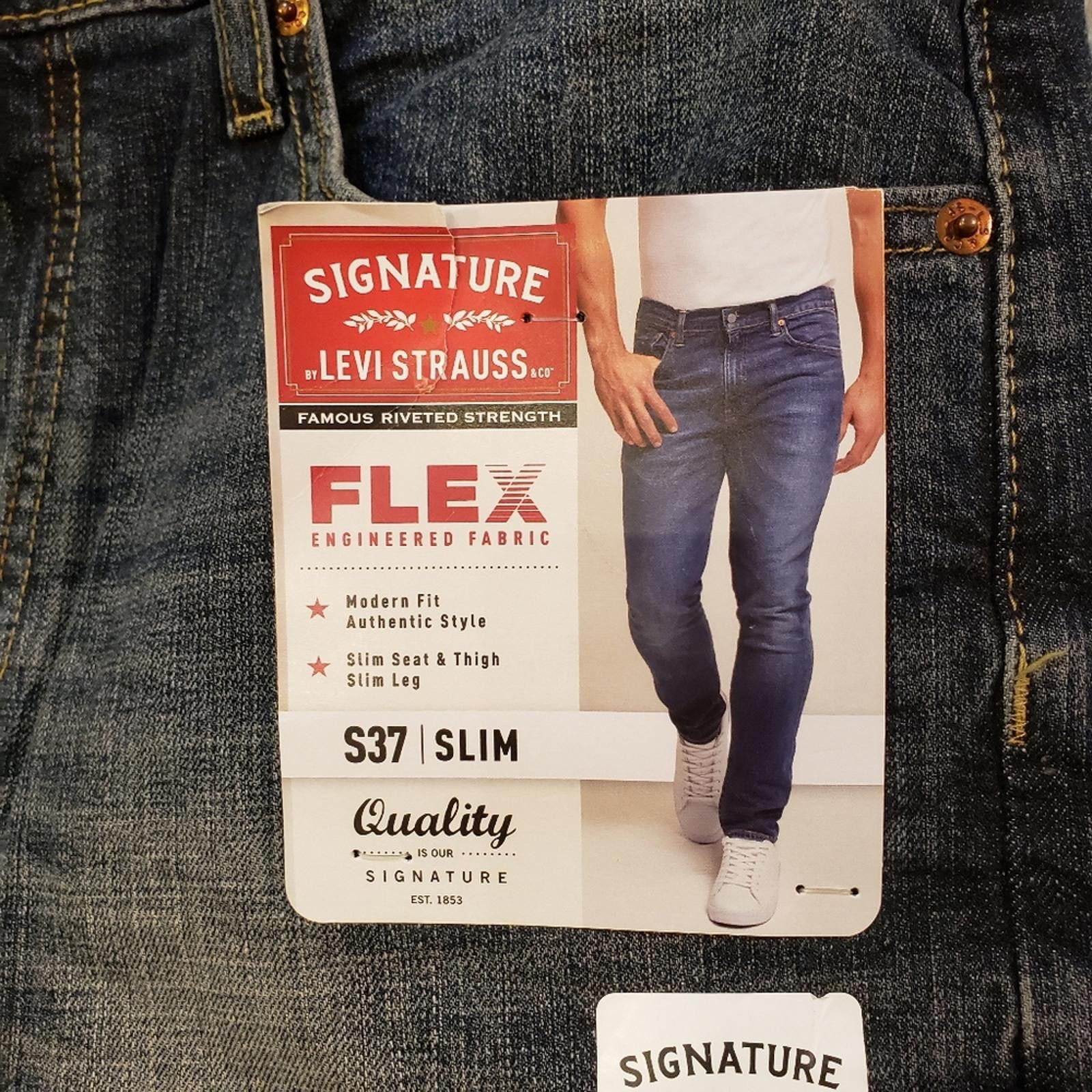Levi's Levi’s NWT Signature Flex S37 Slim 43x30 denim Size US 34 / EU 50 - 3 Thumbnail