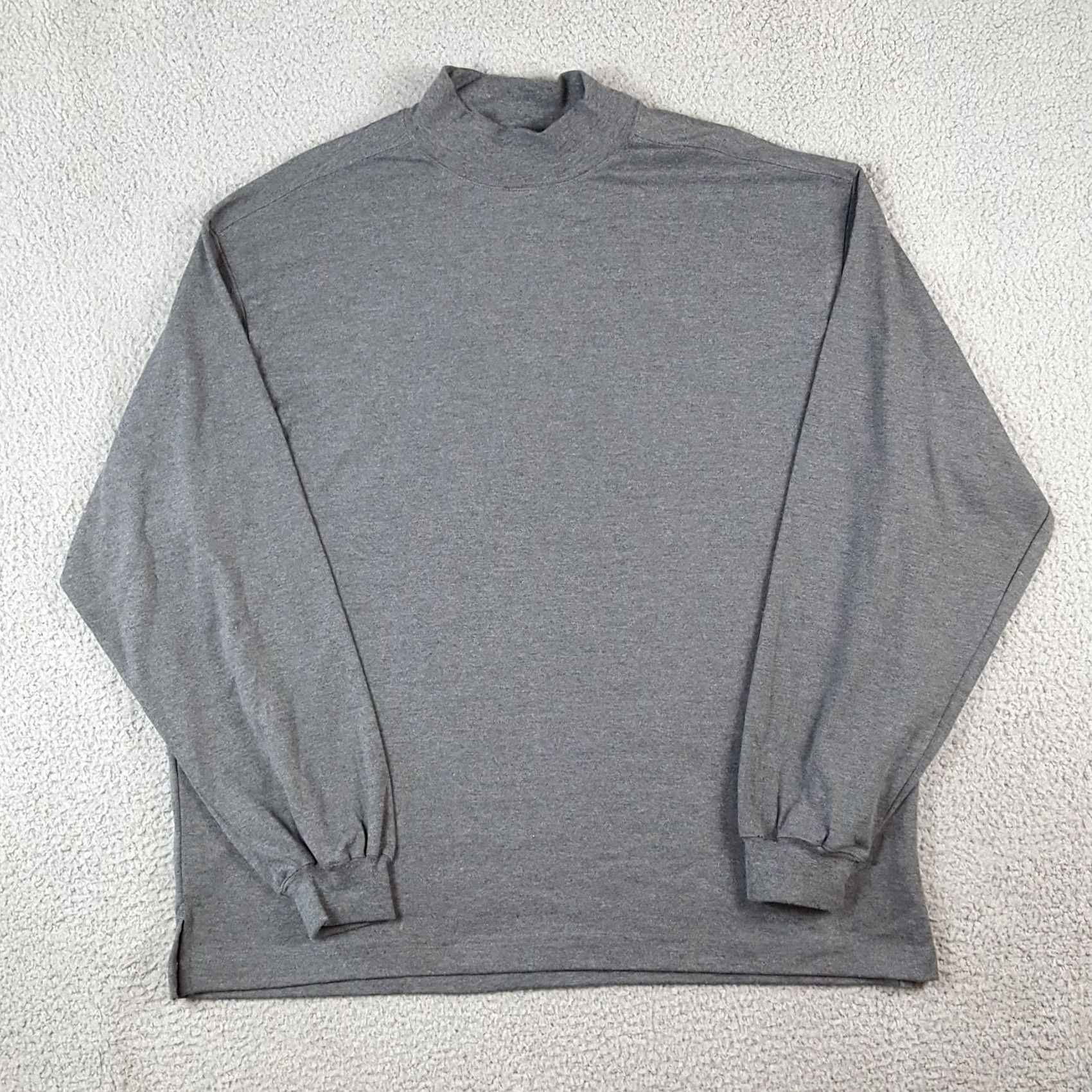 Vintage VINTAGE Glen Echo Gray Long Sleeve Mock Neck Men's Size L Dress Shirt T Shirt Heather Size 42R - 2 Thumbnail
