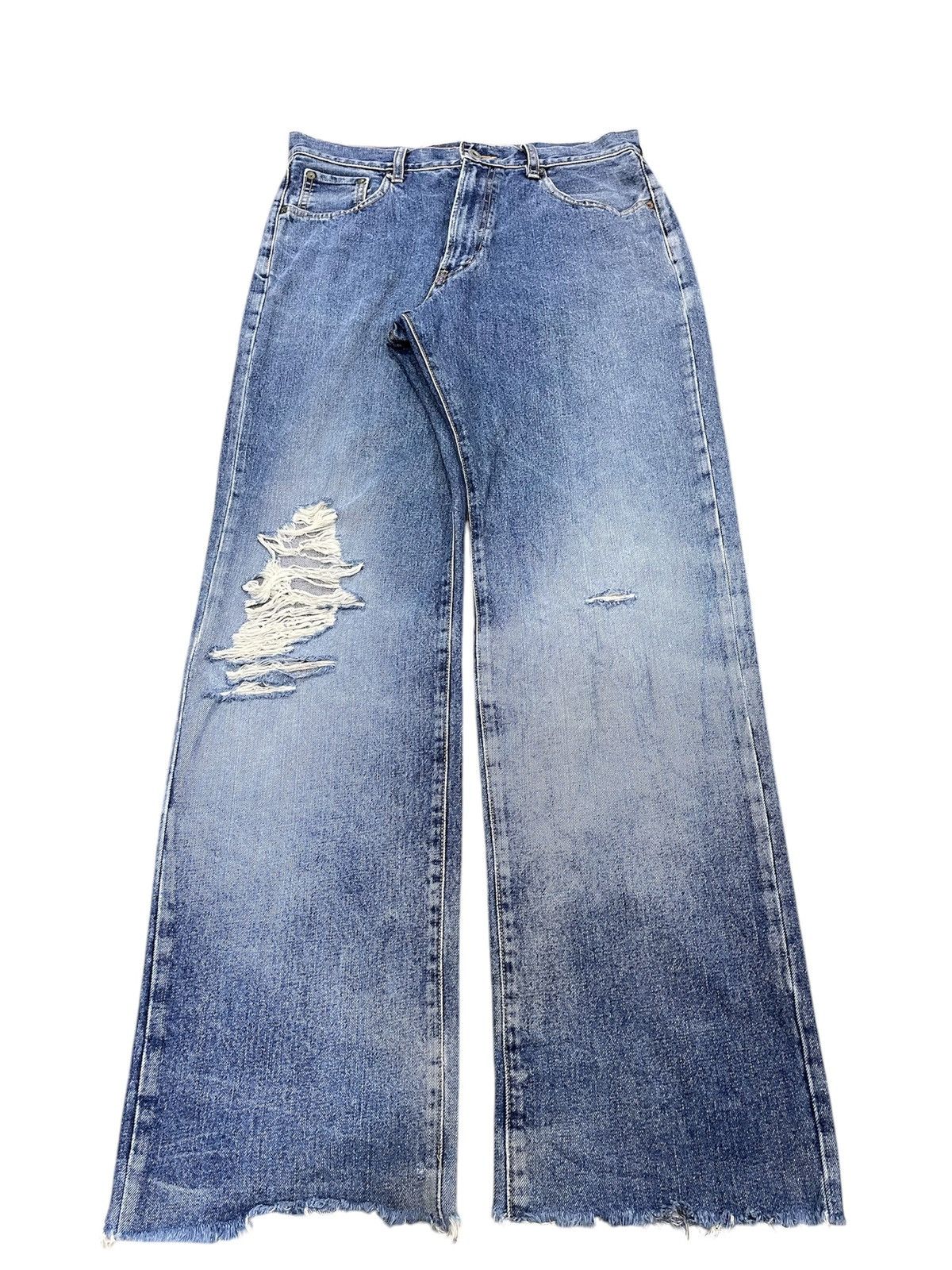 Japanese Brand Unique Clothing Warehouse blue jeans with distressed jeans Size US 33 - 1 Thumbnail