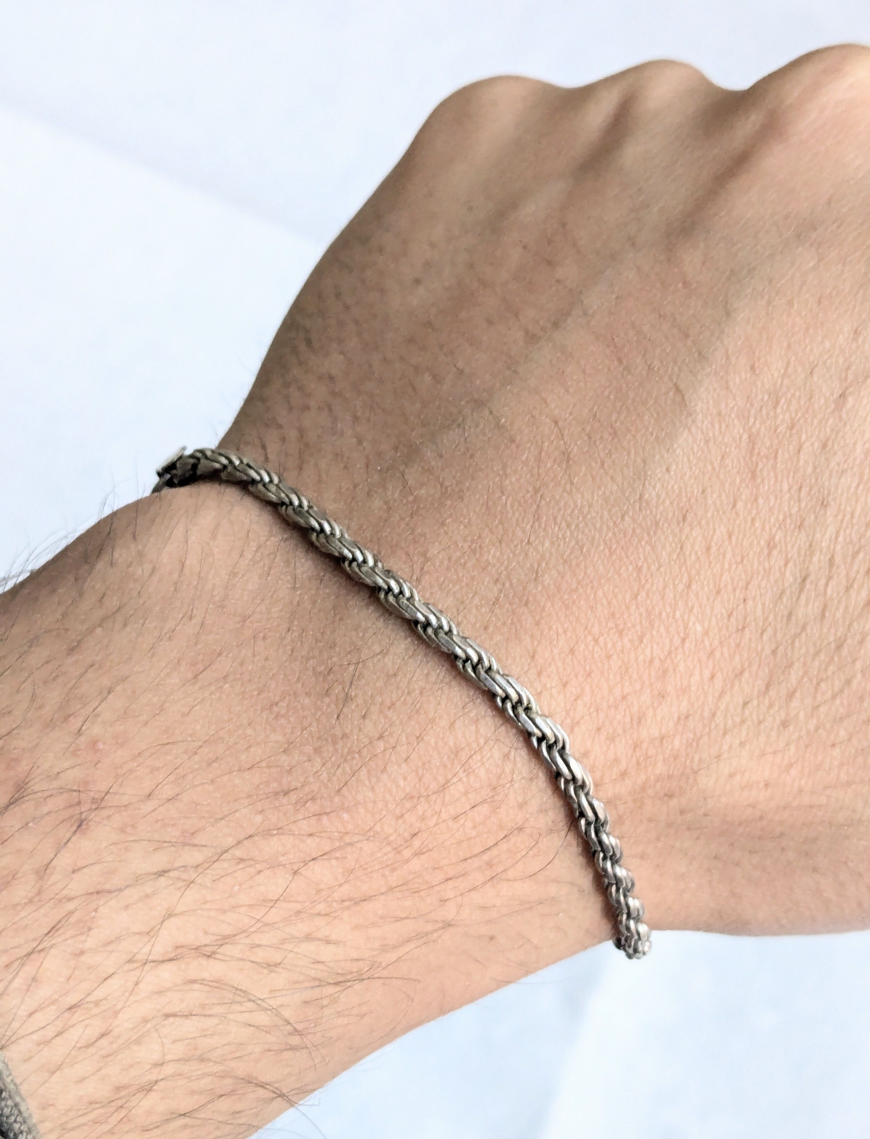 Jewelry Vintage Sterling Silver Rope Bracelet Twist 7" Italy Size ONE SIZE - 11 Thumbnail