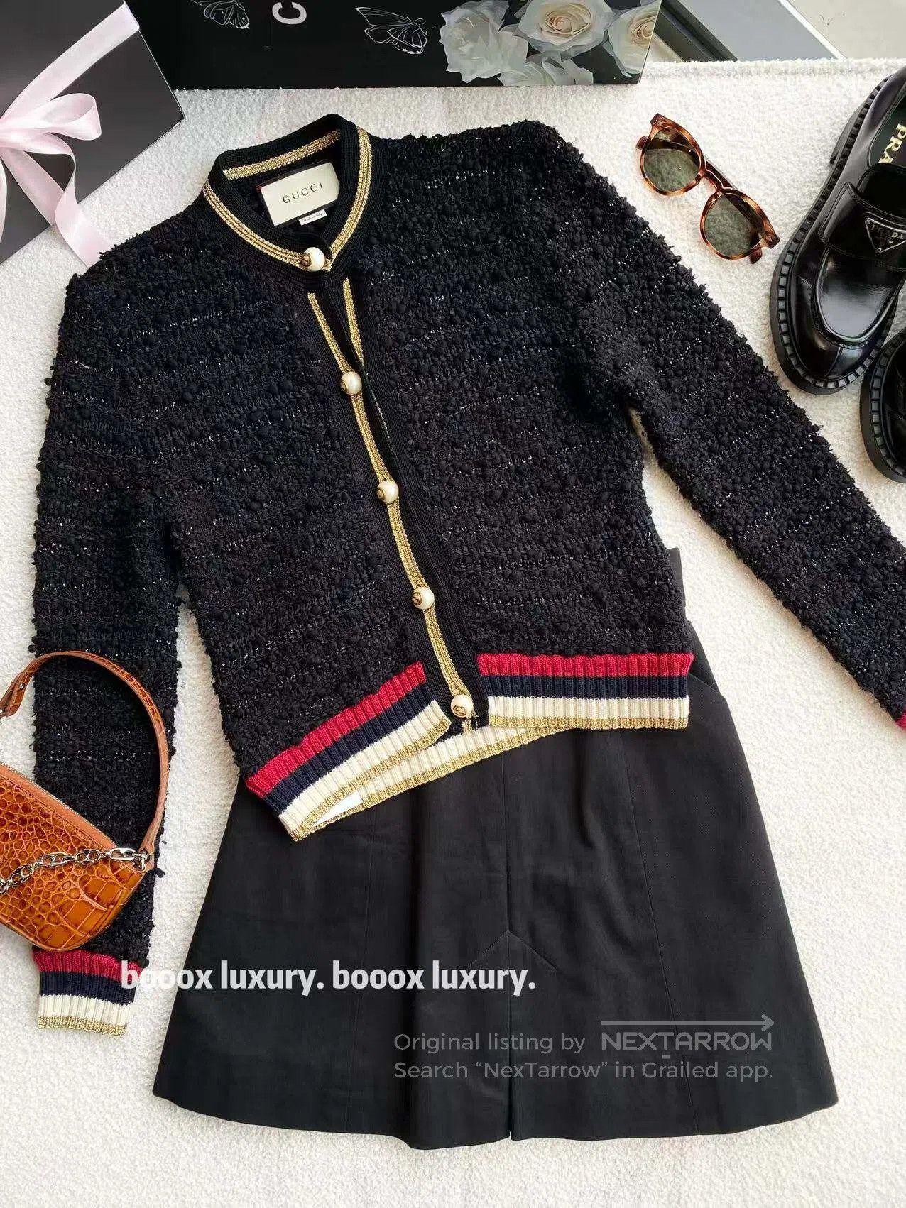 Gucci Guicci Pearl buckle color-blocked striped jacket| Size XS / US 0-2 / IT 36-38 - 1 Thumbnail
