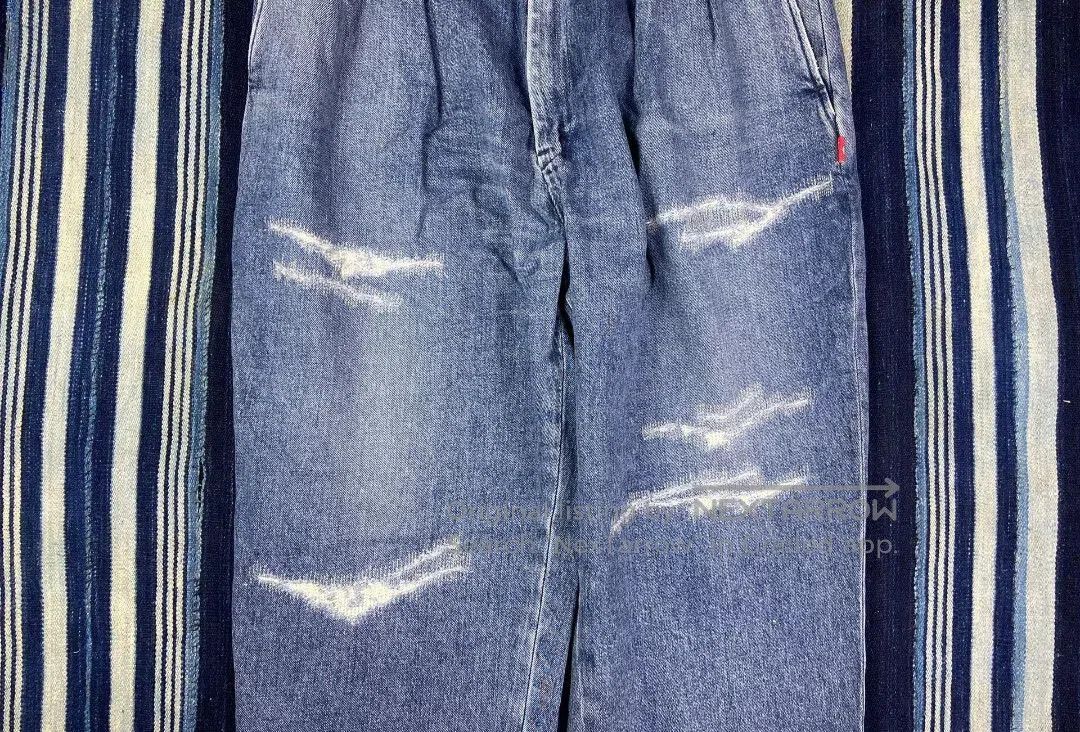 Beams Japan washed blue tapered denim pants for men. Size US 44 / EU 60 - 2 Thumbnail