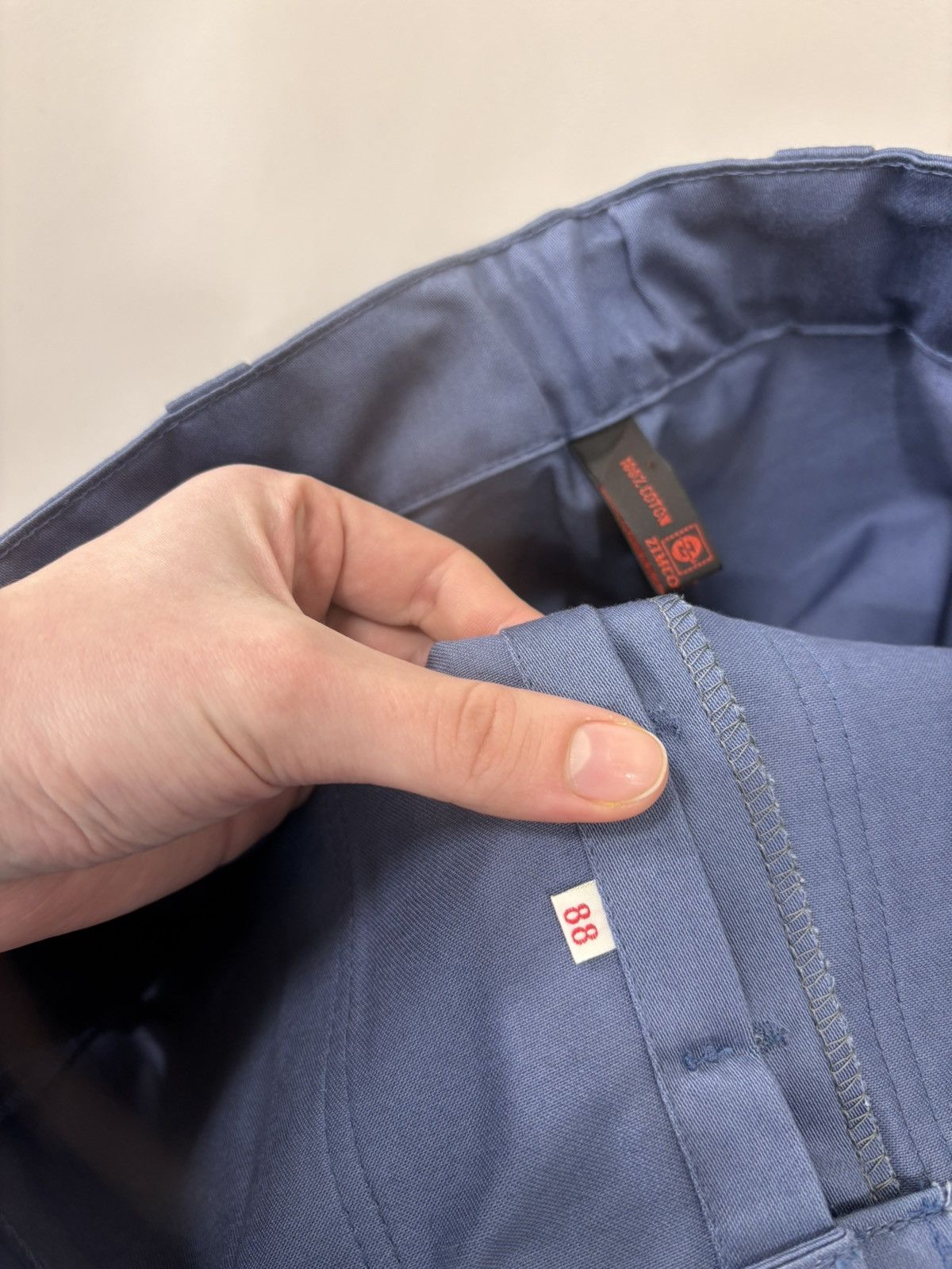 Other Vintage 1970s French Workwear Zimco Slate Blue Utility Pants Size US 34 / EU 50 - 15 Thumbnail