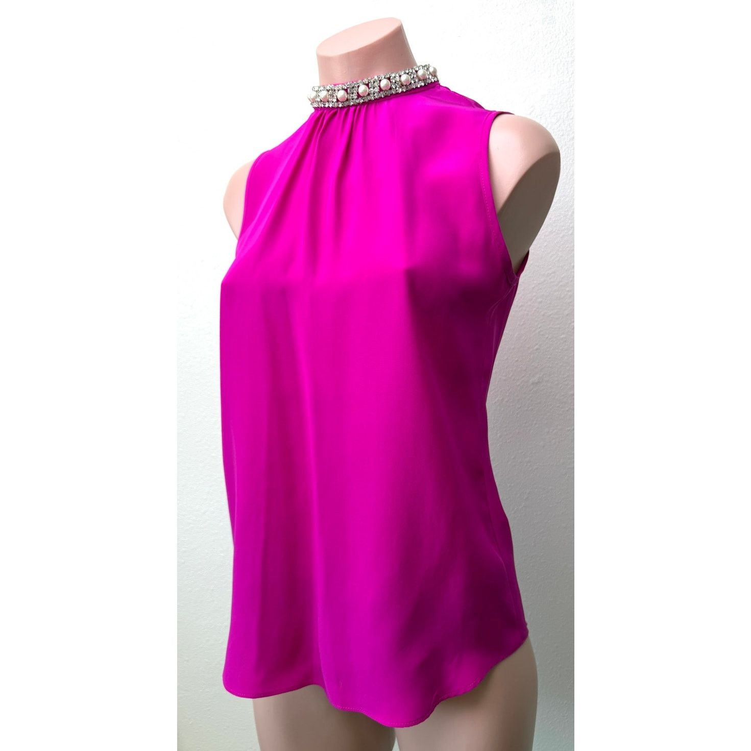 Amanda Uprichard Amanda Uprichard Silk Pearl High Neck Blouse US S Pink Size S / US 4 / IT 40 - 2 Thumbnail