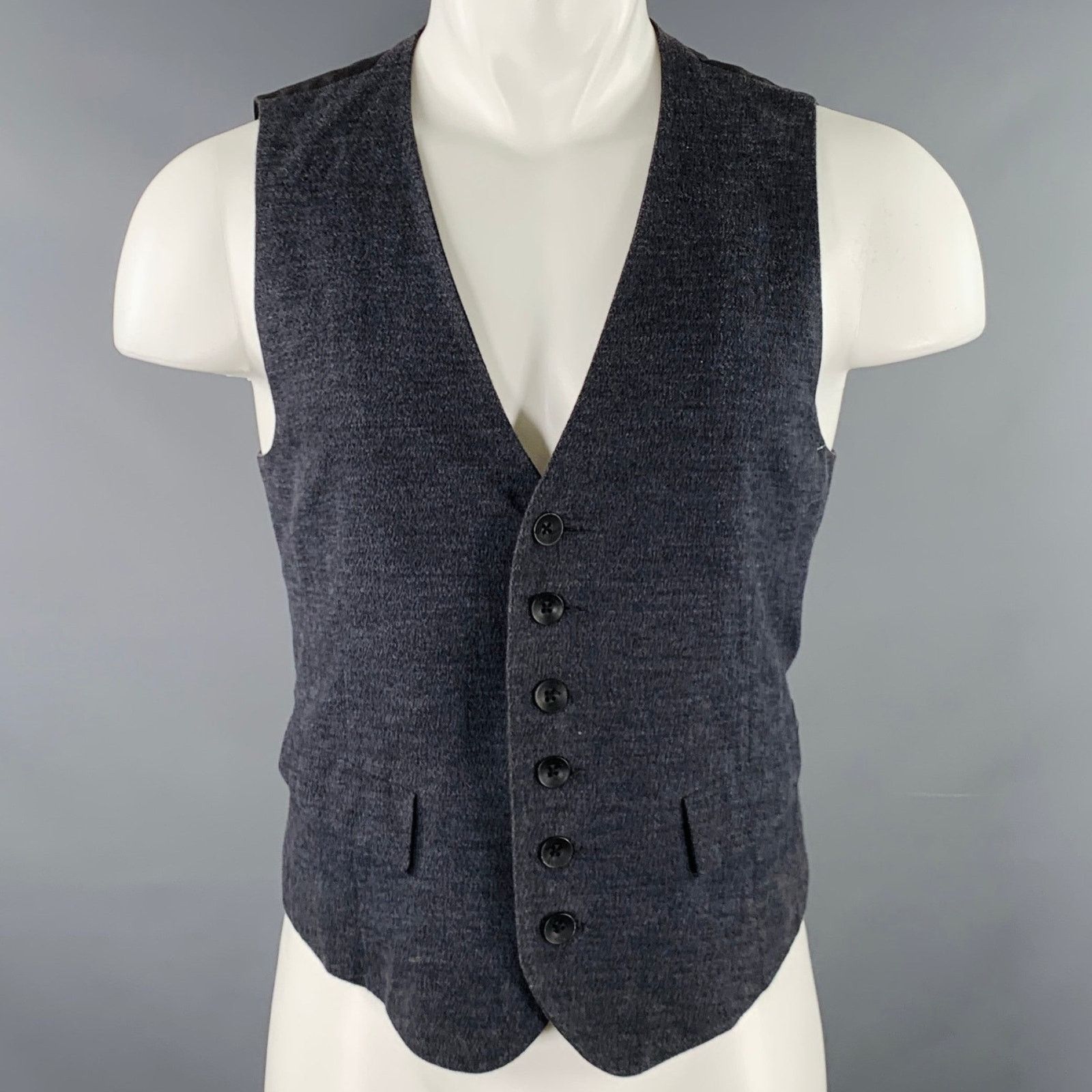 Rag & Bone M Grey Black Color Block Cotton Single Breasted Vest Size 38R - 1 Thumbnail