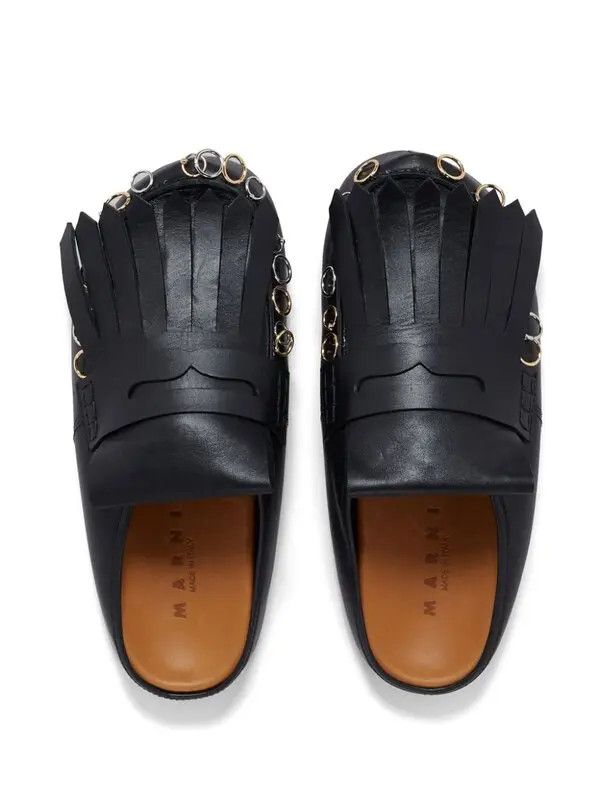 Marni o1w1db10325 Fringed Leather Sandals in Black Size US 12 / EU 45 - 4 Thumbnail