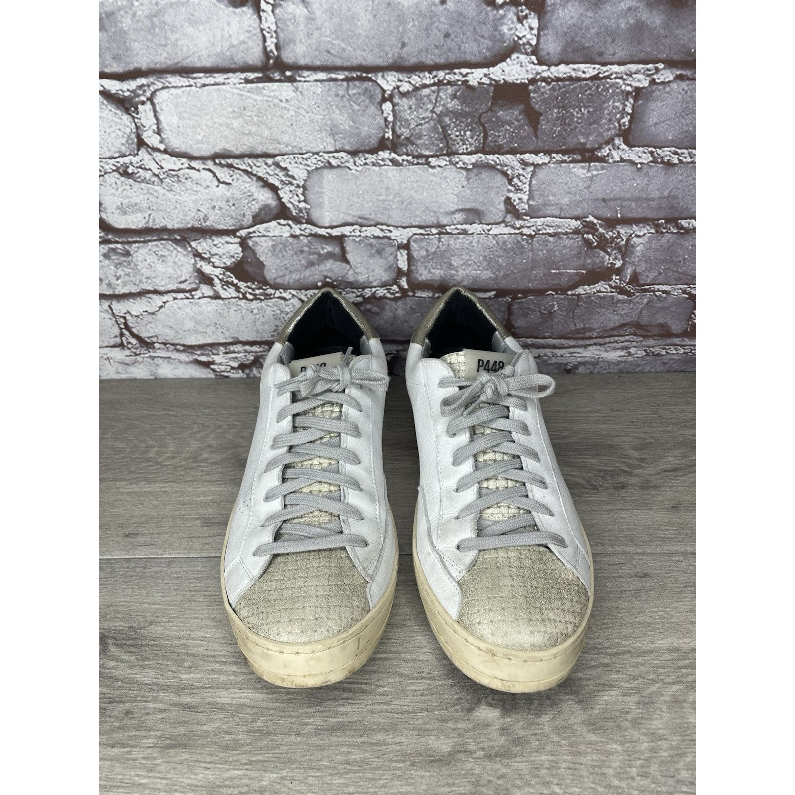 P448 P448 John Kale Bia White Leather Grey Lace Up Casual Sneaker Size US 11 / IT 41 - 11 Thumbnail