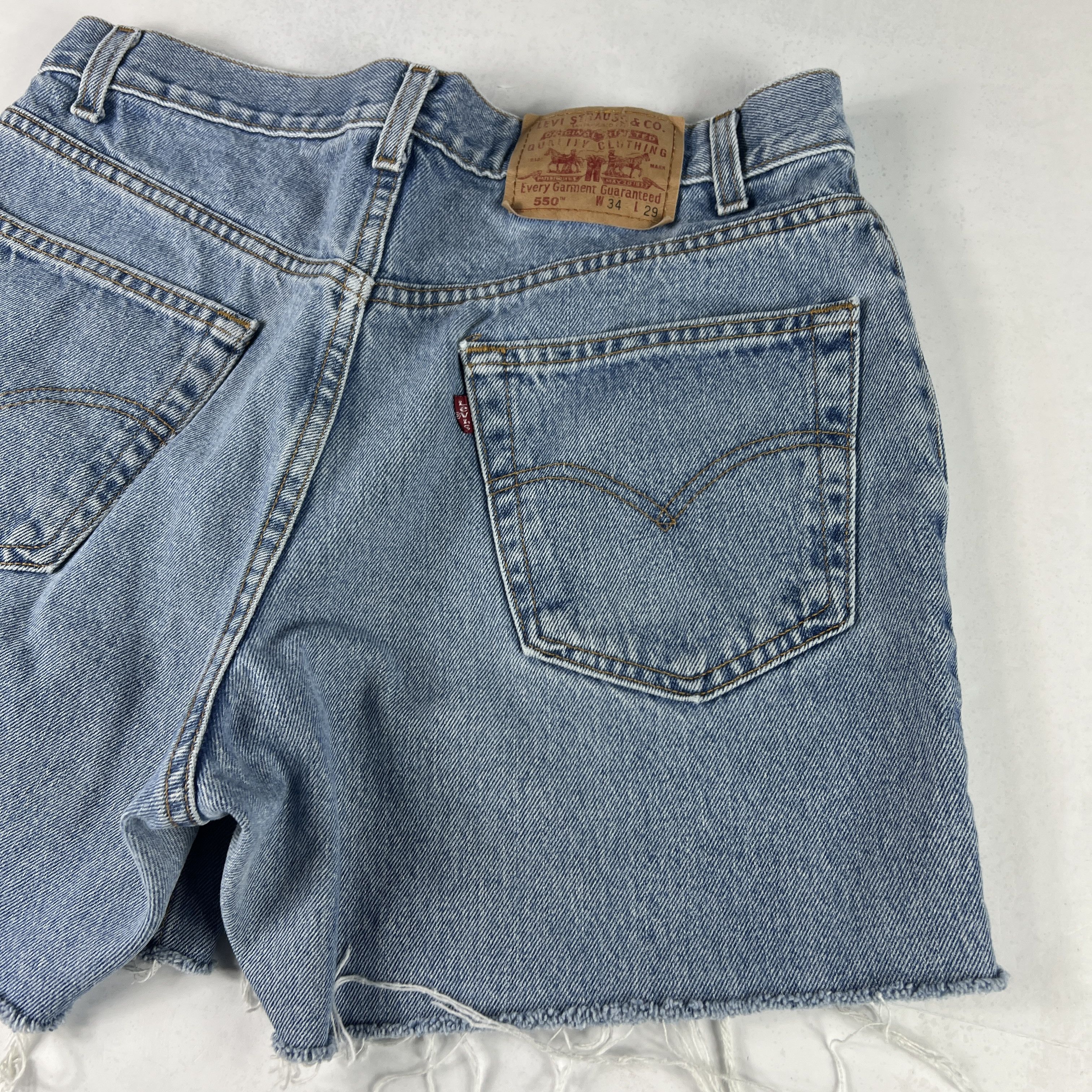 Levi's × Vintage Y2K` Levi's Jean Shorts 550 Faded Cut Off Cotton Denim Jorts Size US 34 / EU 50 - 9 Thumbnail