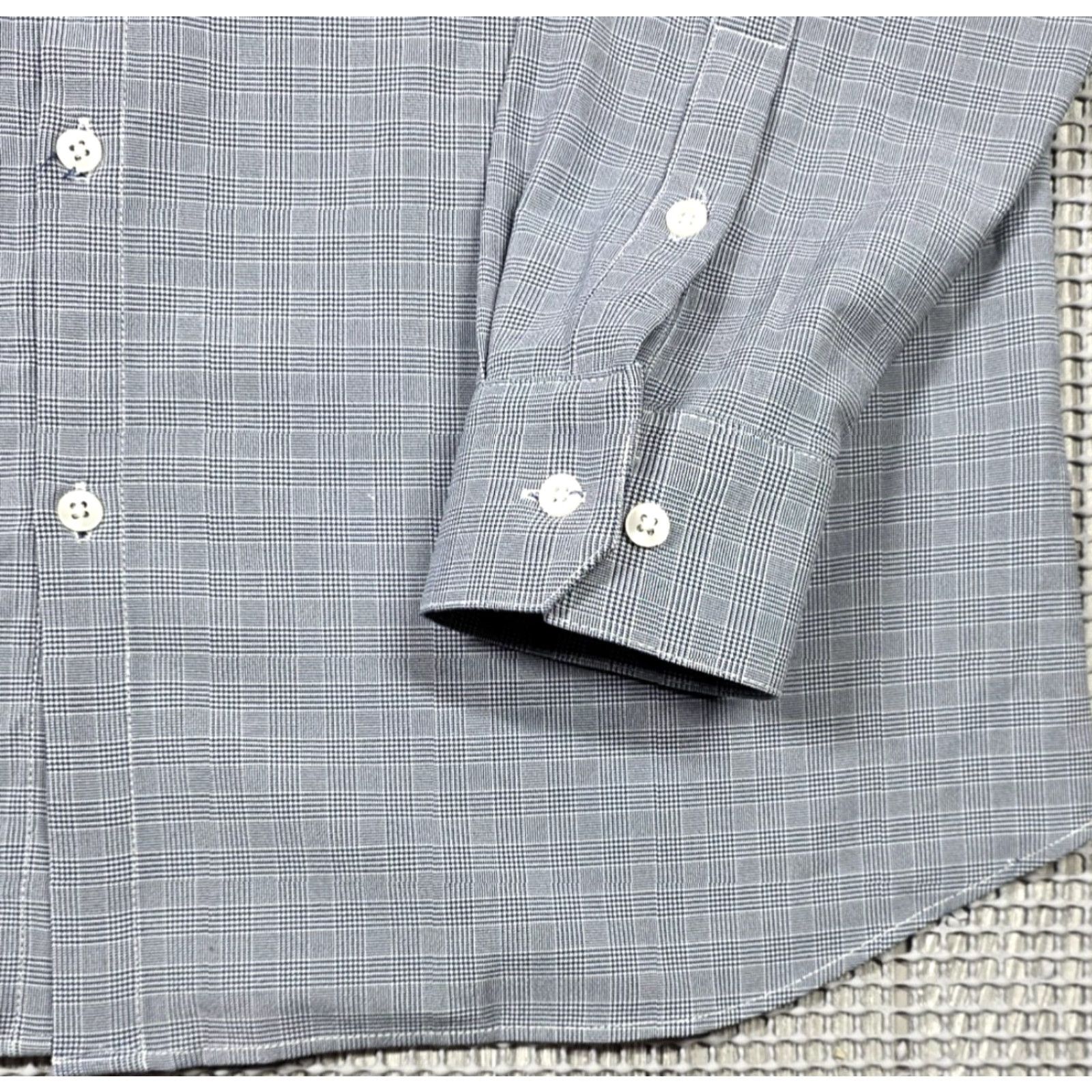 Mizzen+Main Mizzen+Main Leeward Performance Shirt 2XL Trim Fit Gray Blue Plaid Houndstooth Long Sleeve Button-Up Mens Shirt Range: 2XL, Color: Blue Size US XXL / EU 58 / 5 - 4 Thumbnail