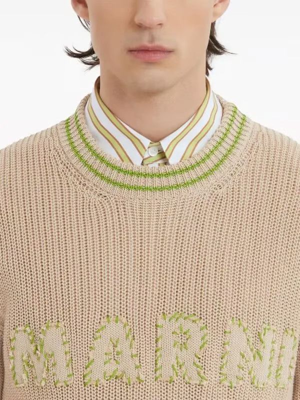 Marni oc11z0525 Logo-Embroidery Cotton Jumper in Beige Size US XL / EU 56 / 4 - 5 Thumbnail