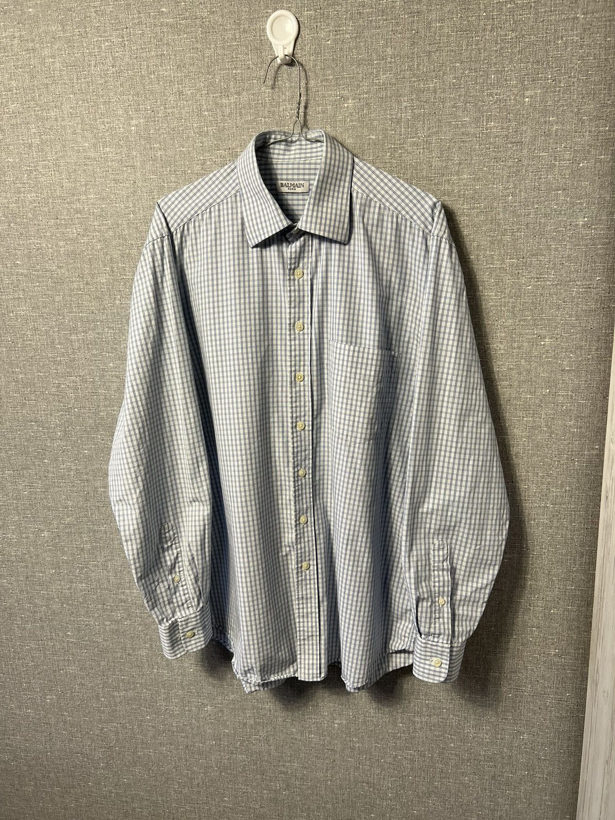 Balmain Vintage Balmain Paris Checkered Button Up Long Sleeve Shirt Size US L / EU 52-54 / 3 - 1 Thumbnail