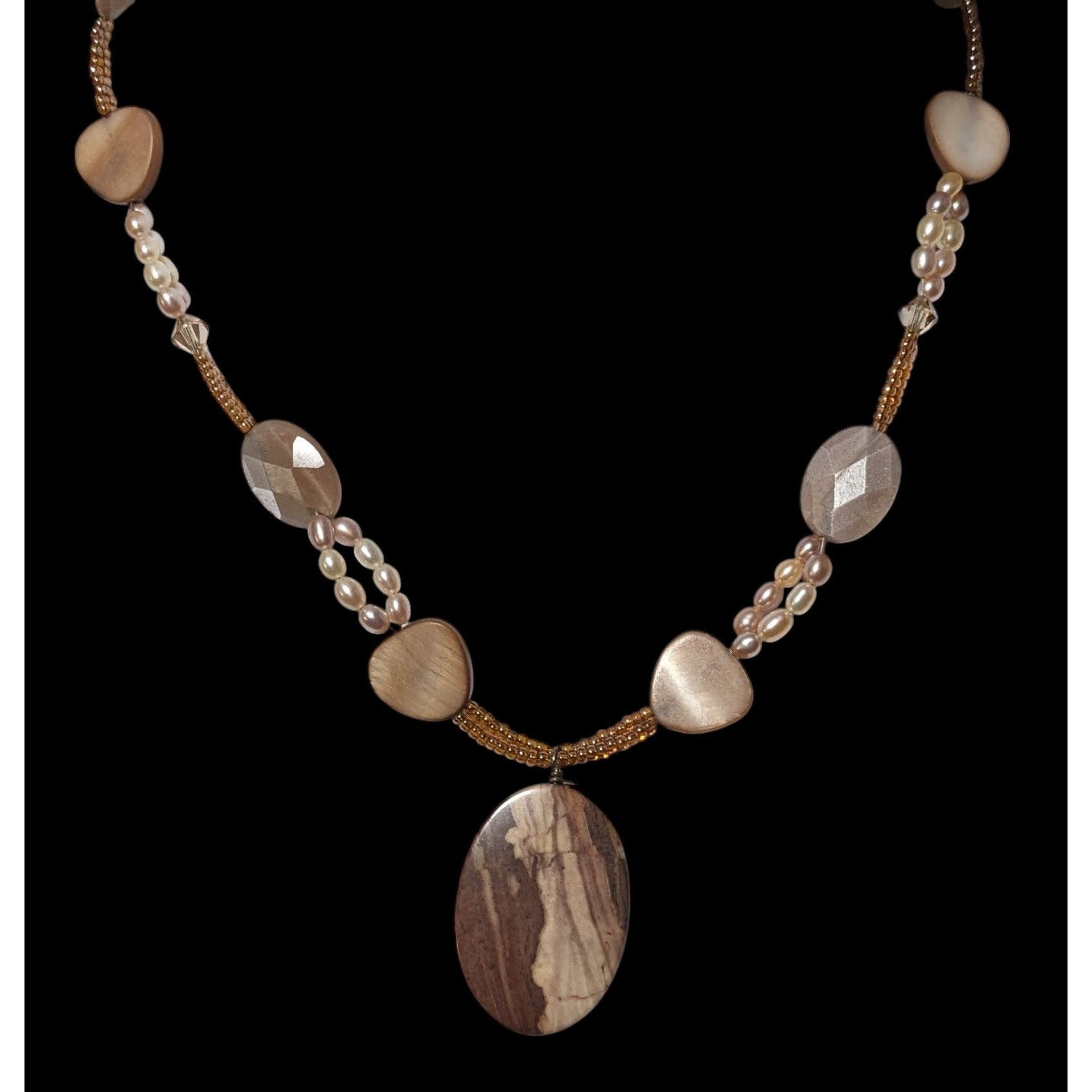 Other Brown Jasper Glass Pearl And Shell Beaded Necklace Size ONE SIZE - 3 Thumbnail