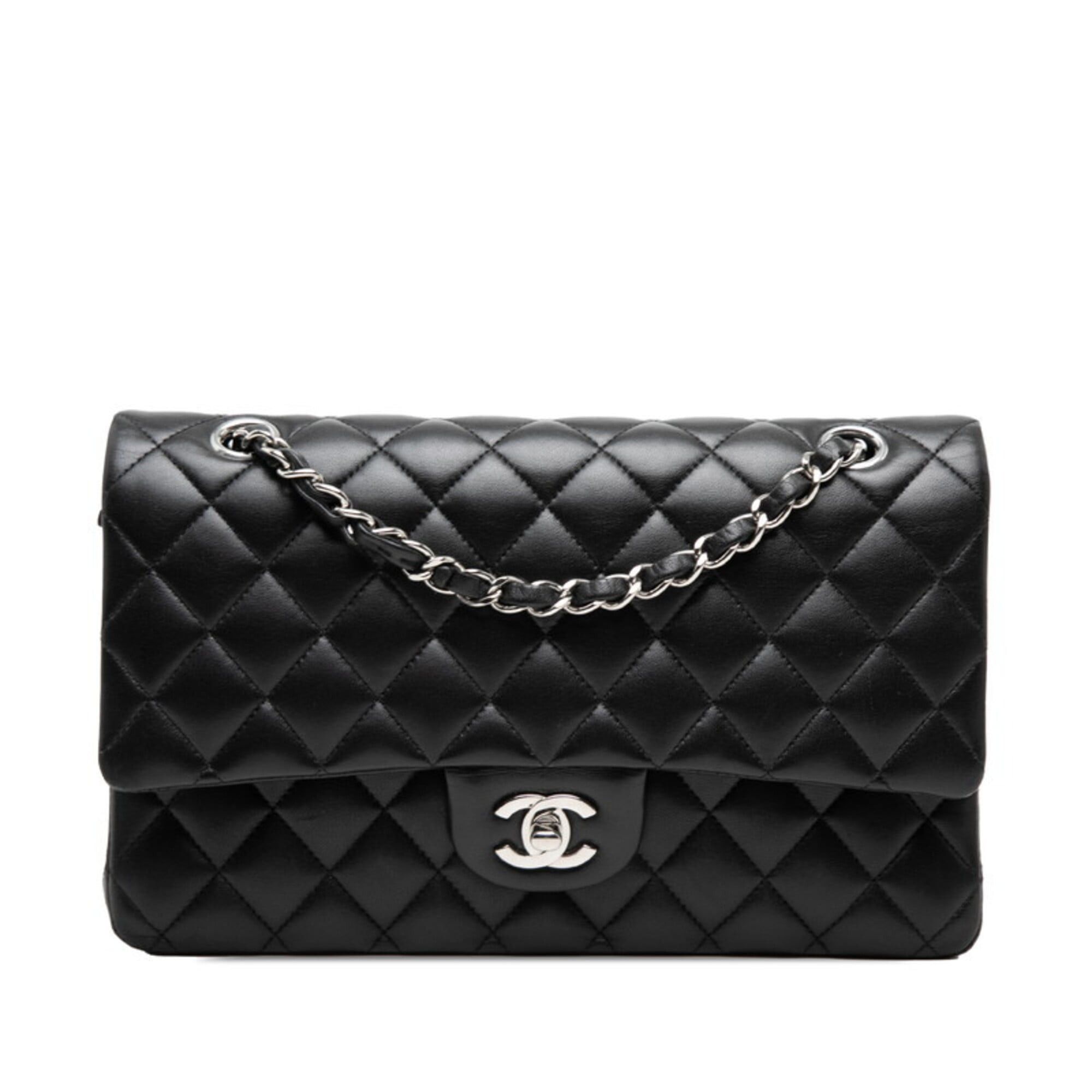 Chanel Chanel Coco Mark Matelassé Double Flap Chain Shoulder Bag, Black with Silver Hardware, Lambskin, Women's. Size ONE SIZE - 1 Thumbnail