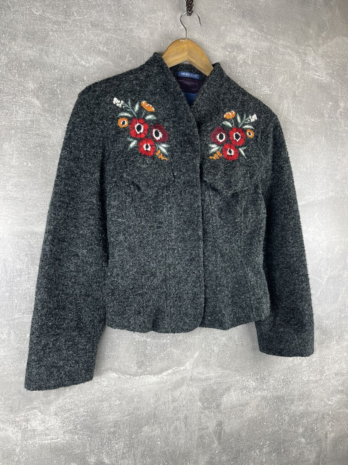 Kenzo Kenzo Jeans Embroidered Wool Blazer Dress Set Early 00s Gray Size L / US 10 / IT 46 - 4 Thumbnail