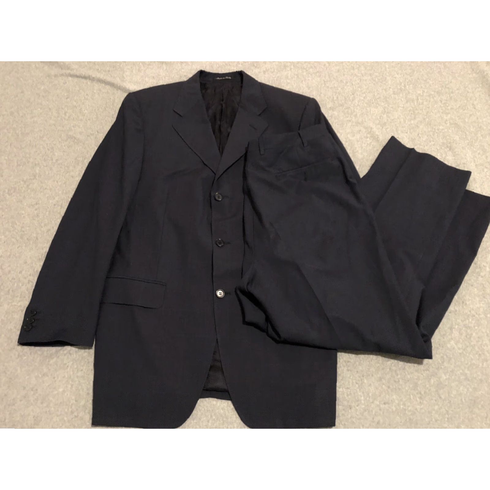 Canali Canali Navy Blue Wool Suit Mens 42R Jacket 33x38 Pants 2 Piece Flawed Size 42R - 2 Thumbnail