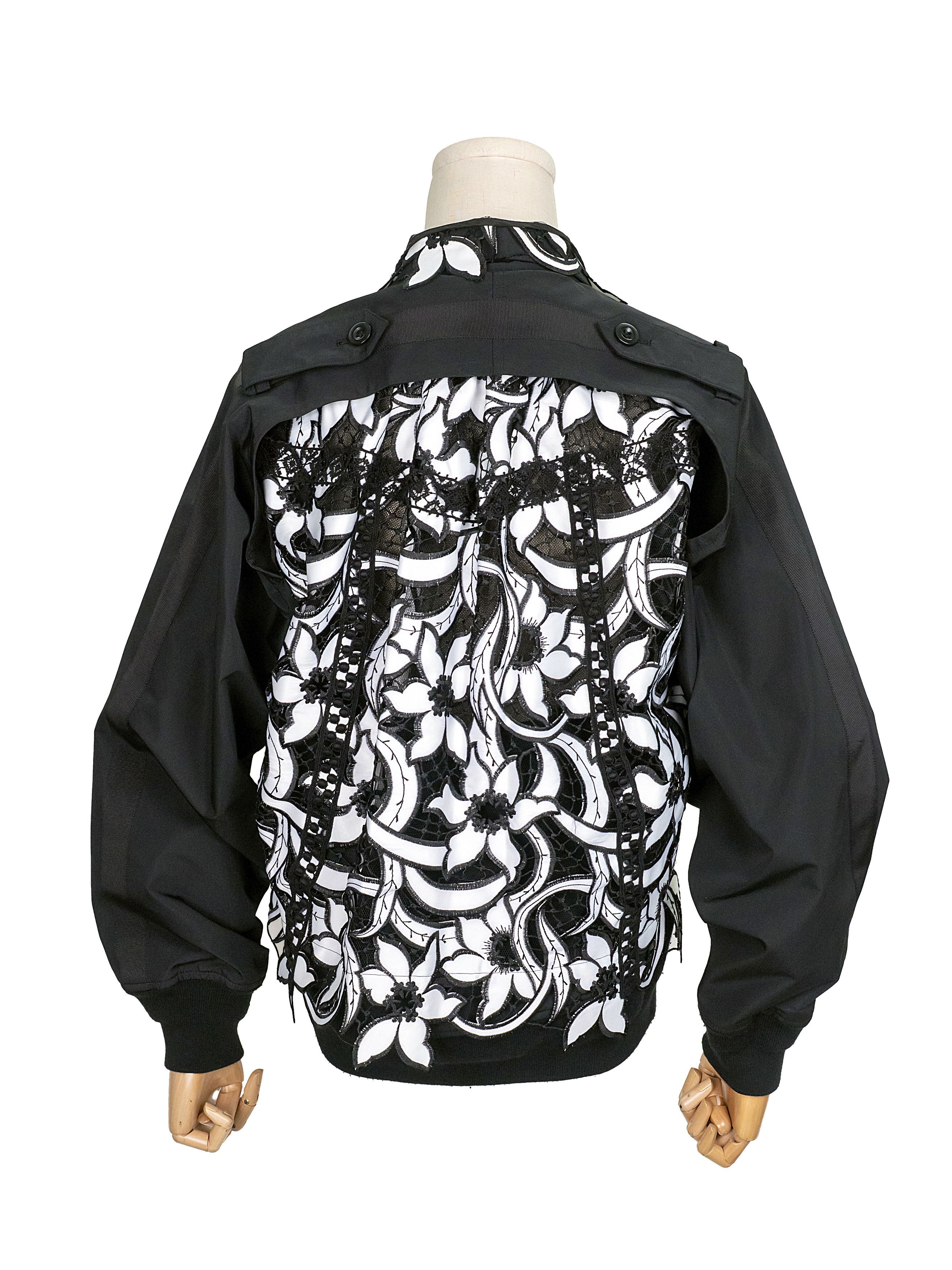 Sacai Black Broderie Anglaise Floral Cotton Jacket Size M / US 6-8 / IT 42-44 - 2 Thumbnail