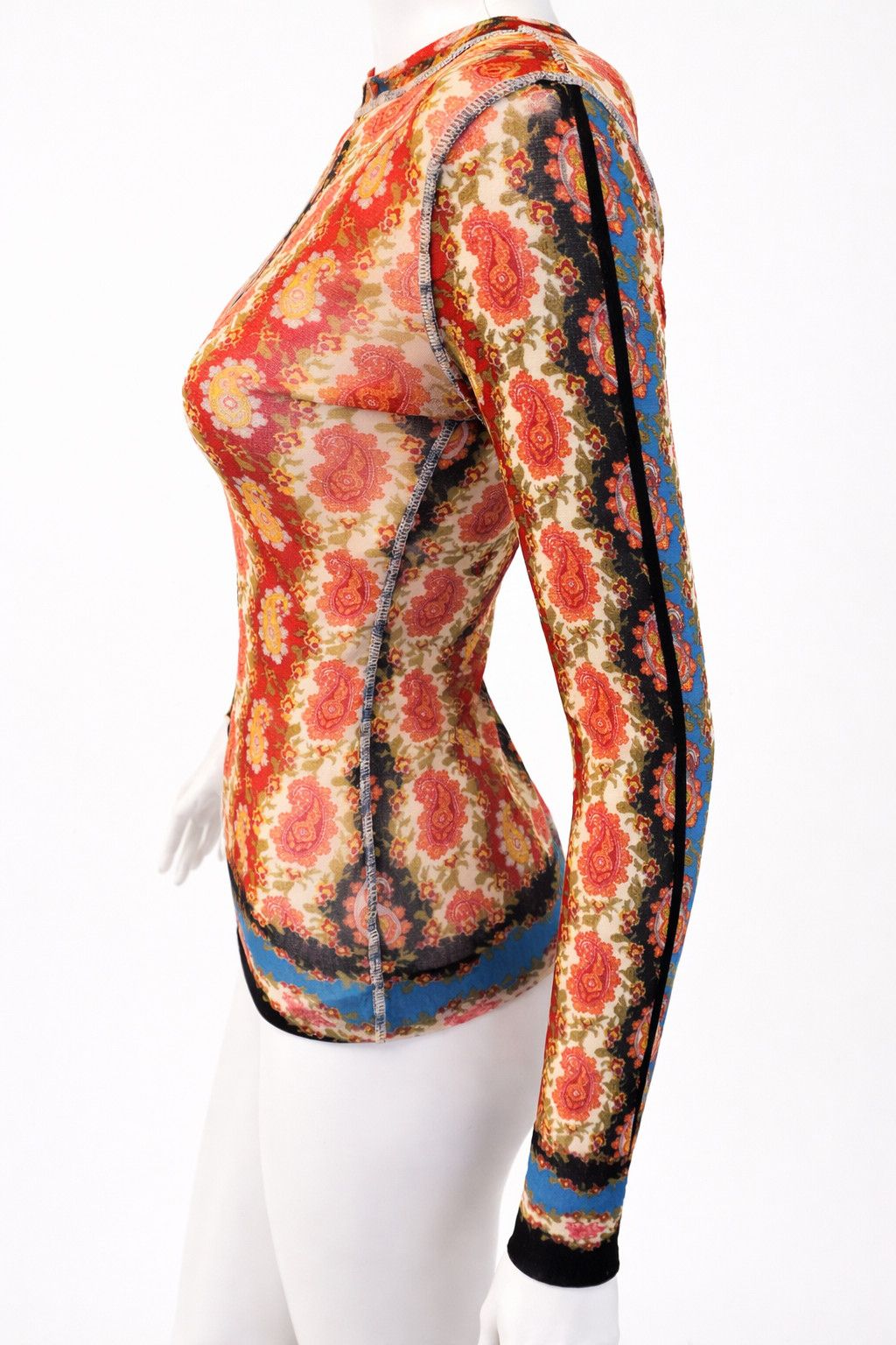 Jean Paul Gaultier Jean Paul Gaultier Mesh Top | Paisley Scarf Print | Sheer Size US S / EU 44-46 / 1 - 5 Thumbnail