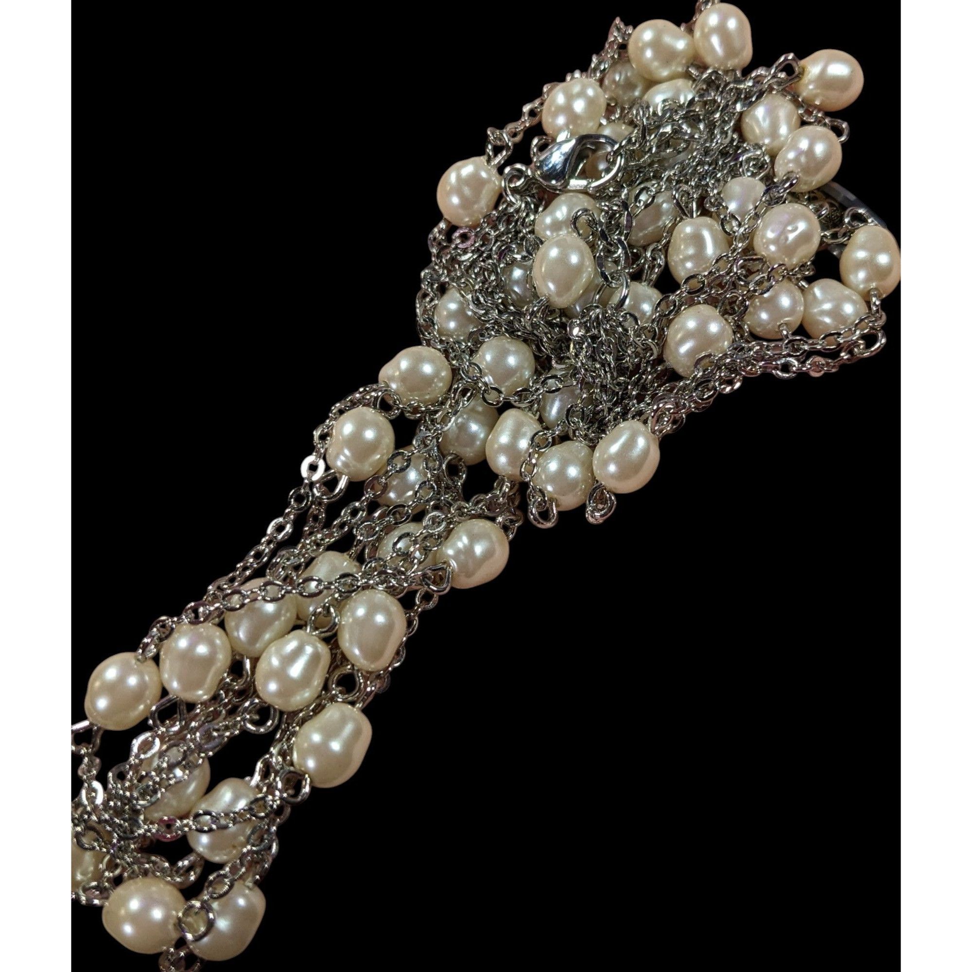 Other Elegant Glam Pearl Beaded Silver Tone Multilayer Necklace Size ONE SIZE - 7 Thumbnail