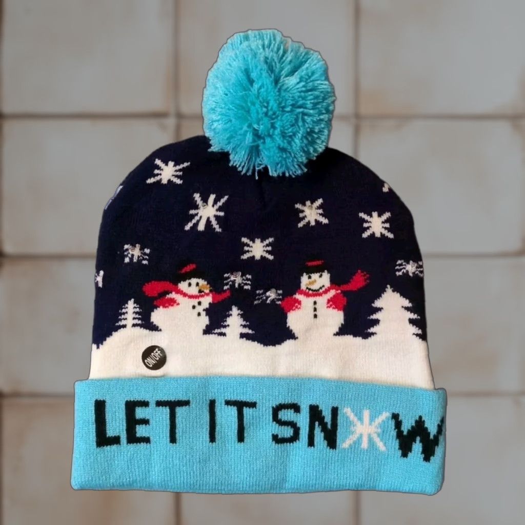 Vintage Lights Up Christmas Beanie Knit 3 Settings Adult NEW Frosty The Snowman Size ONE SIZE - 1 Thumbnail