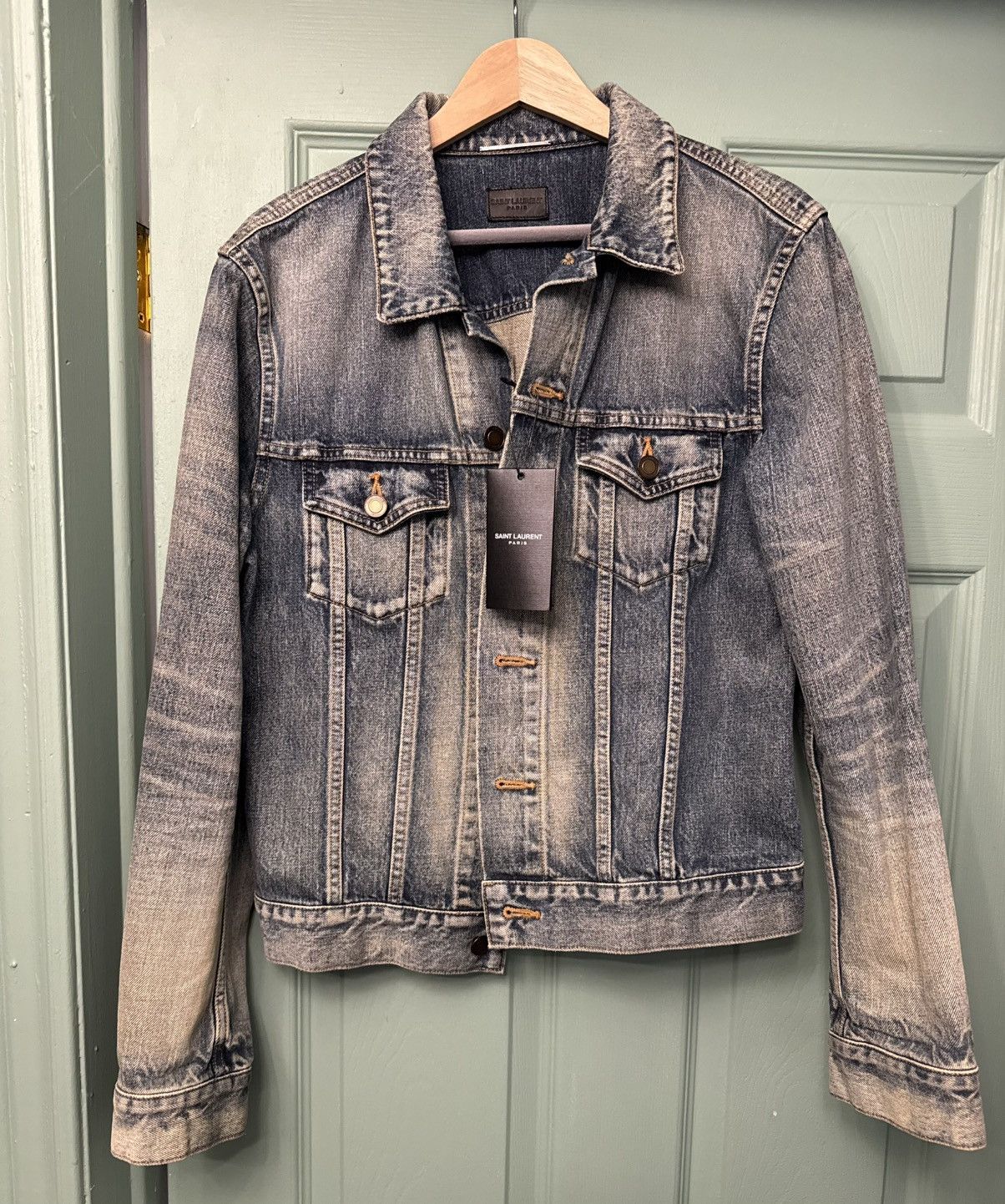 Saint Laurent Paris Saint Laurent Washed-effect Denim Jacket Size US M / EU 48-50 / 2 - 2 Thumbnail