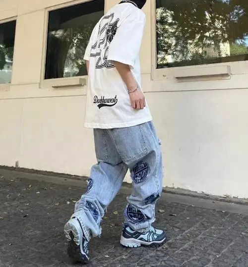 Japanese Brand Vintage washed distressed patch jeans Size US 32 / EU 48 - 4 Thumbnail