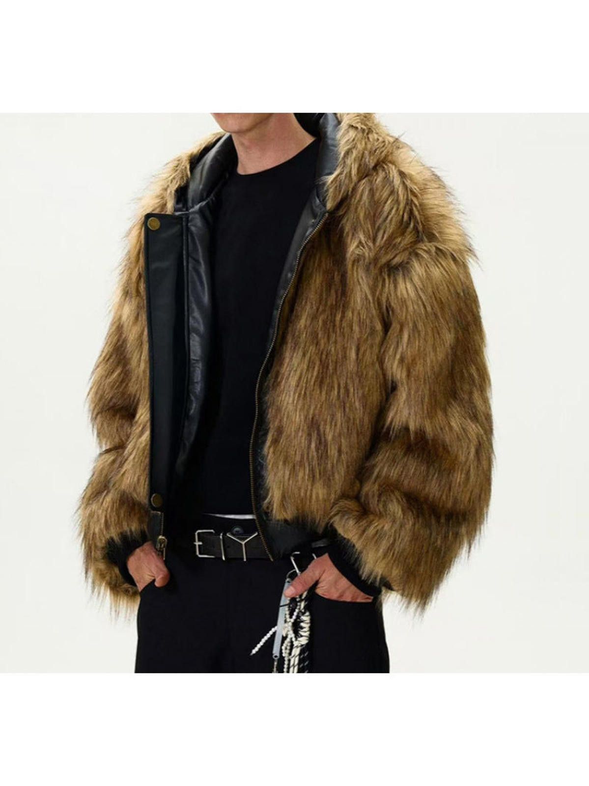 Leather Black Faux Leather Bomber Jacket with Faux Fur Lining Size US L / EU 52-54 / 3 - 2 Thumbnail