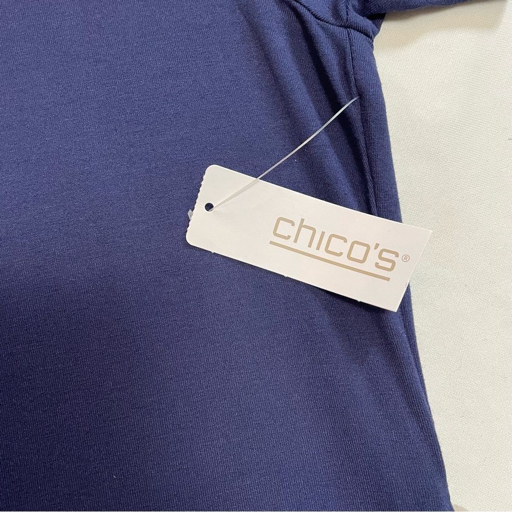 Chicos NWT New Chico's Faux Suede-Trim Midi Blue Dress Size 1 US M Size M / US 6-8 / IT 42-44 - 9 Thumbnail