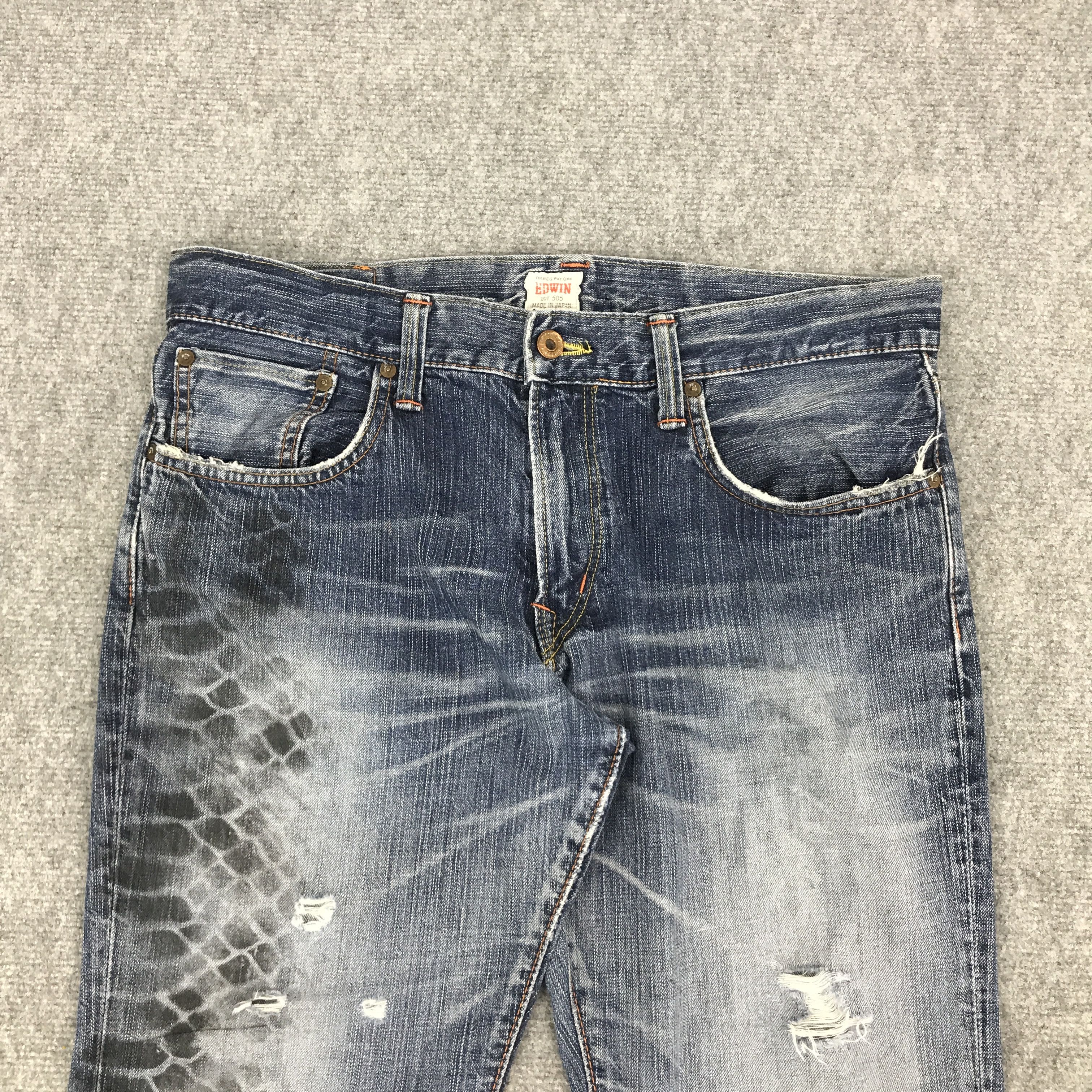 Edwin FLARE SNAKE DESIGN EDWIN DISTRESSED PATCHWORK BOOTCUT PANTS Size US 32 / EU 48 - 3 Thumbnail