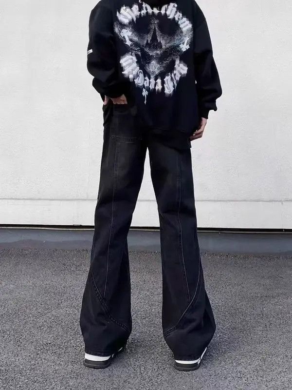 VIBE High Street Vintage Washed Spliced Micro Flare Jeans Size US 34 / EU 50 - 4 Thumbnail