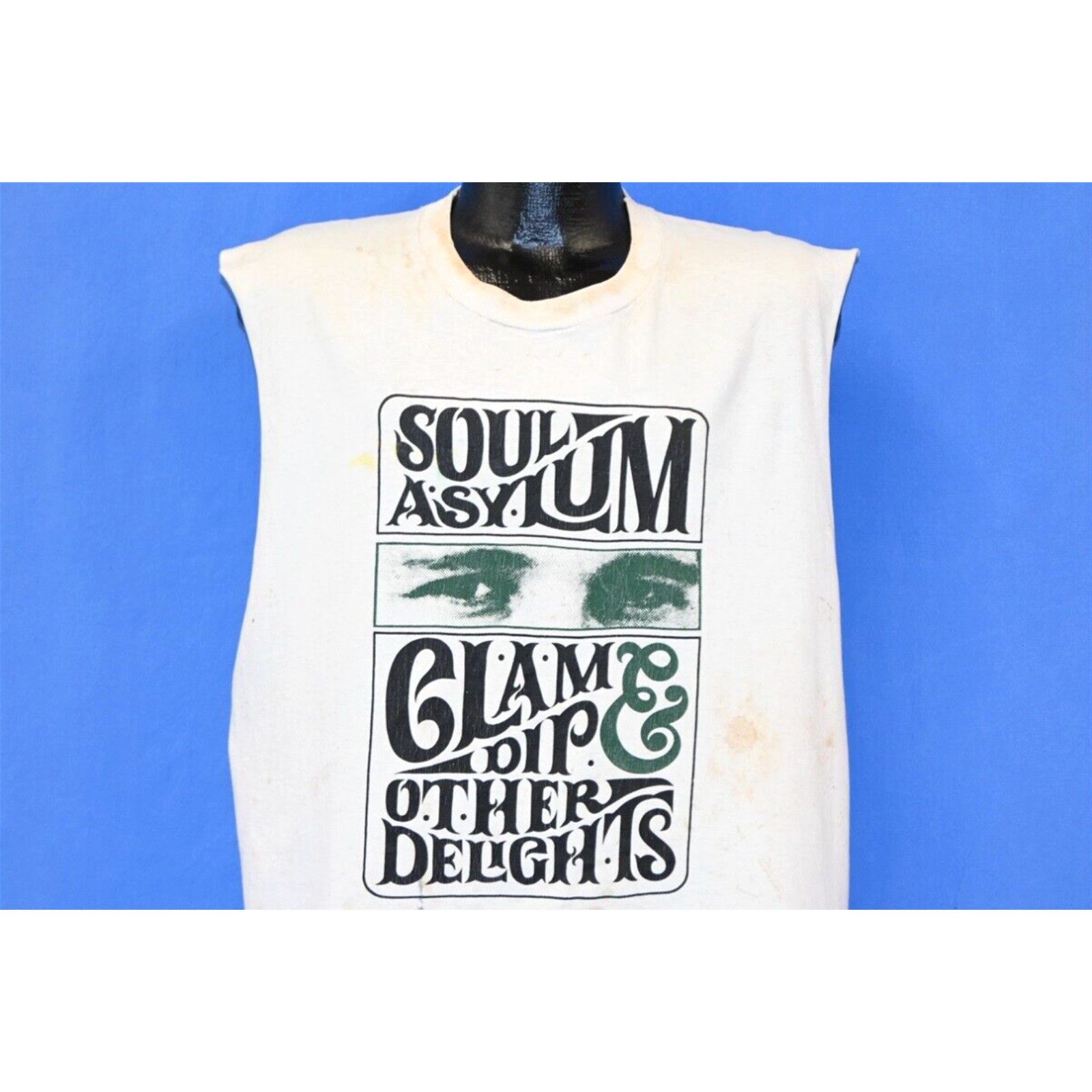 image of Fruit Of The Loom VTG 80's Soul Asylum Clam Dip & Other Delights Distressed Muscle Tank T-Shirt XL 