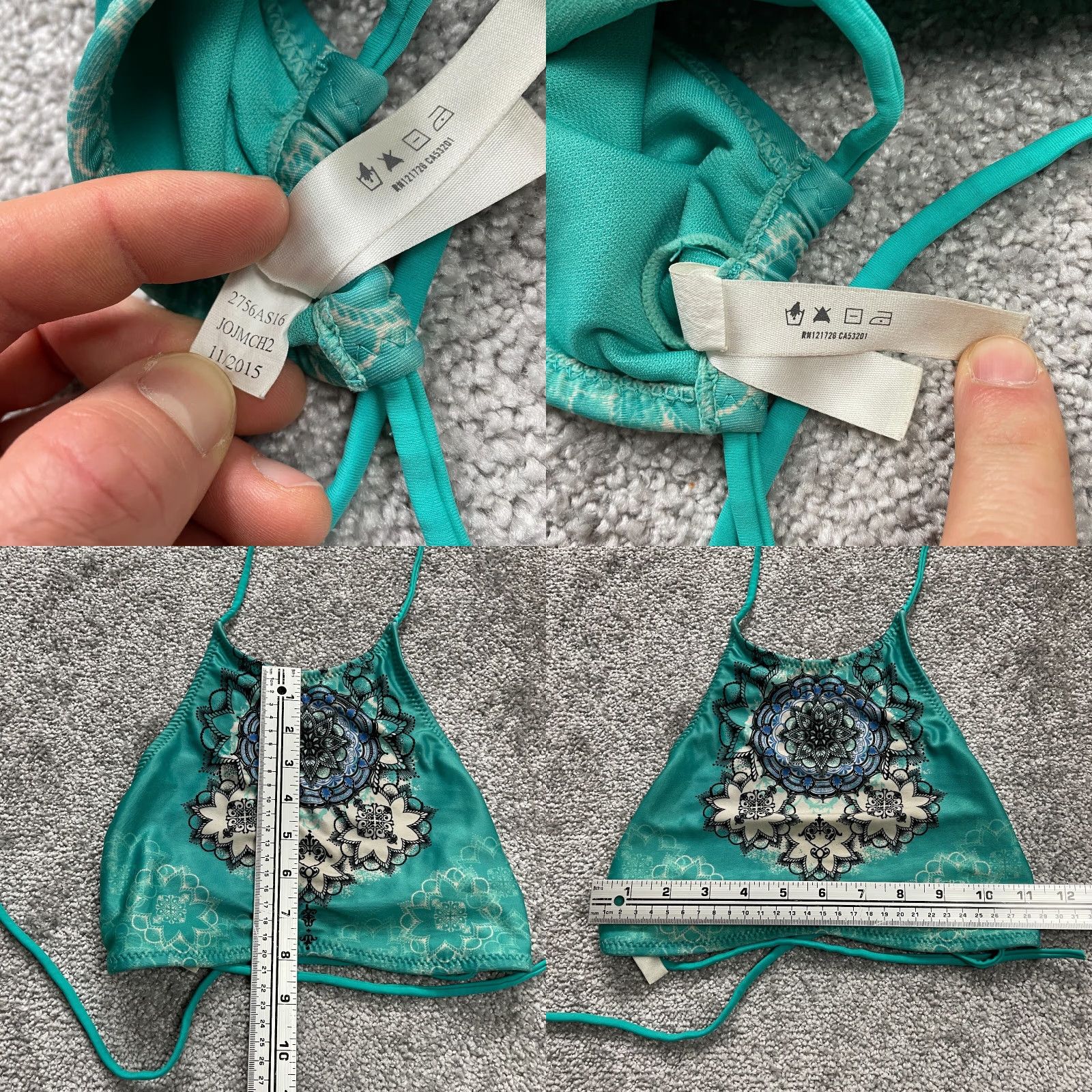 Aeropostale AEROPOSTALE Bikini Top Women's Small Green Mandala Halter Backless Beach Swimwear Top Party 90s? Size S / US 4 / IT 40 - 8 Thumbnail