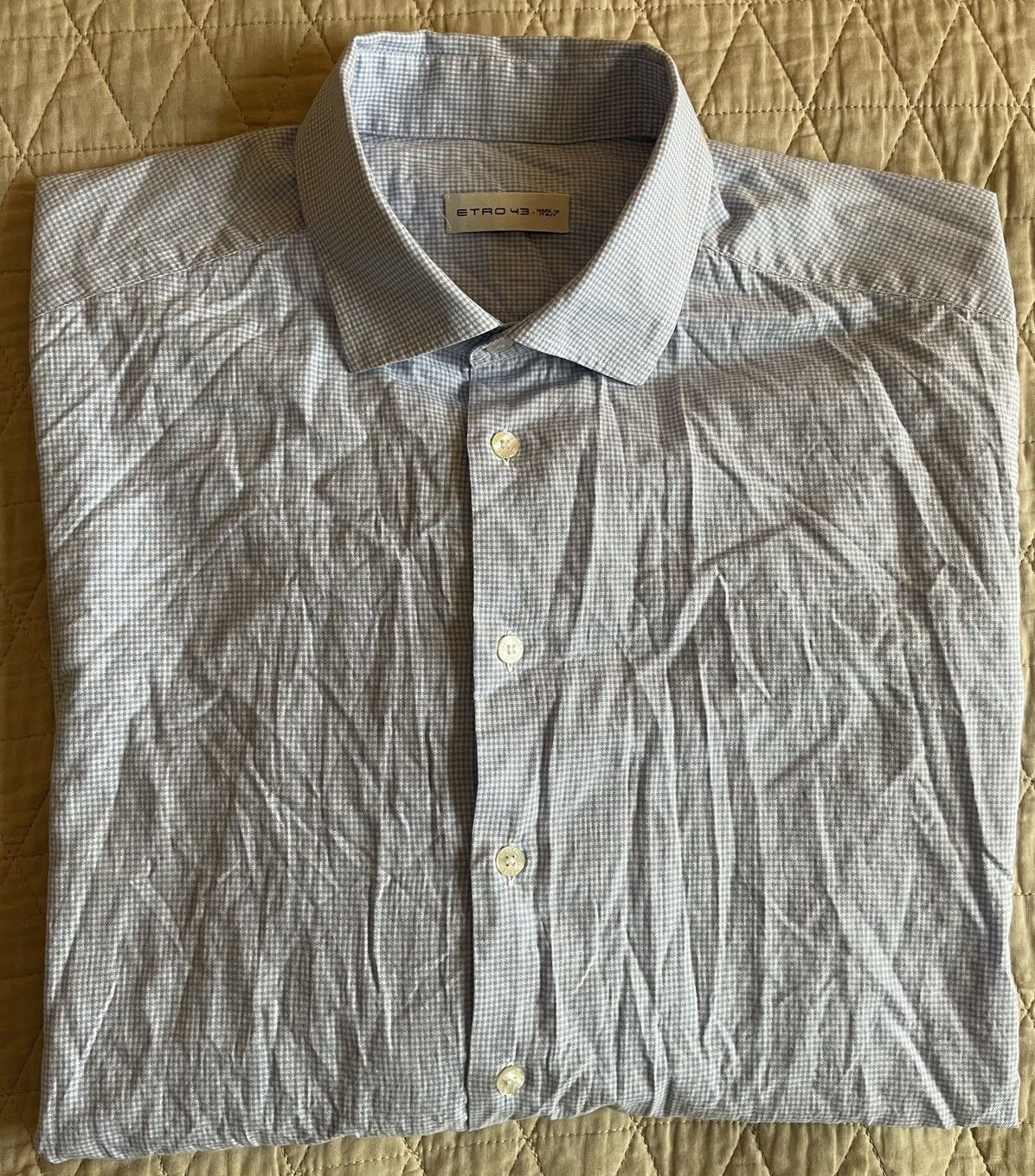 Etro Micro Check Print Spread Collar Shirt Size US XL / EU 56 / 4 - 1 Thumbnail