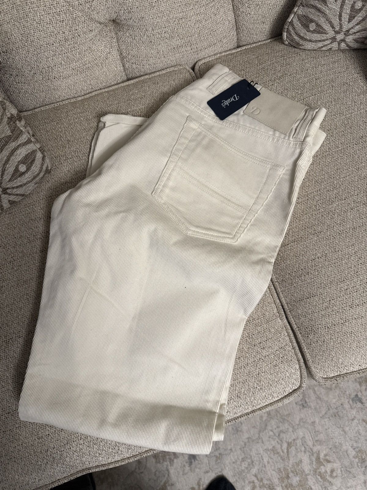 Drake's Drakes 5 pocket selvedge needlecord jean ECRU size 34 Size US 34 / EU 50 - 1 Thumbnail