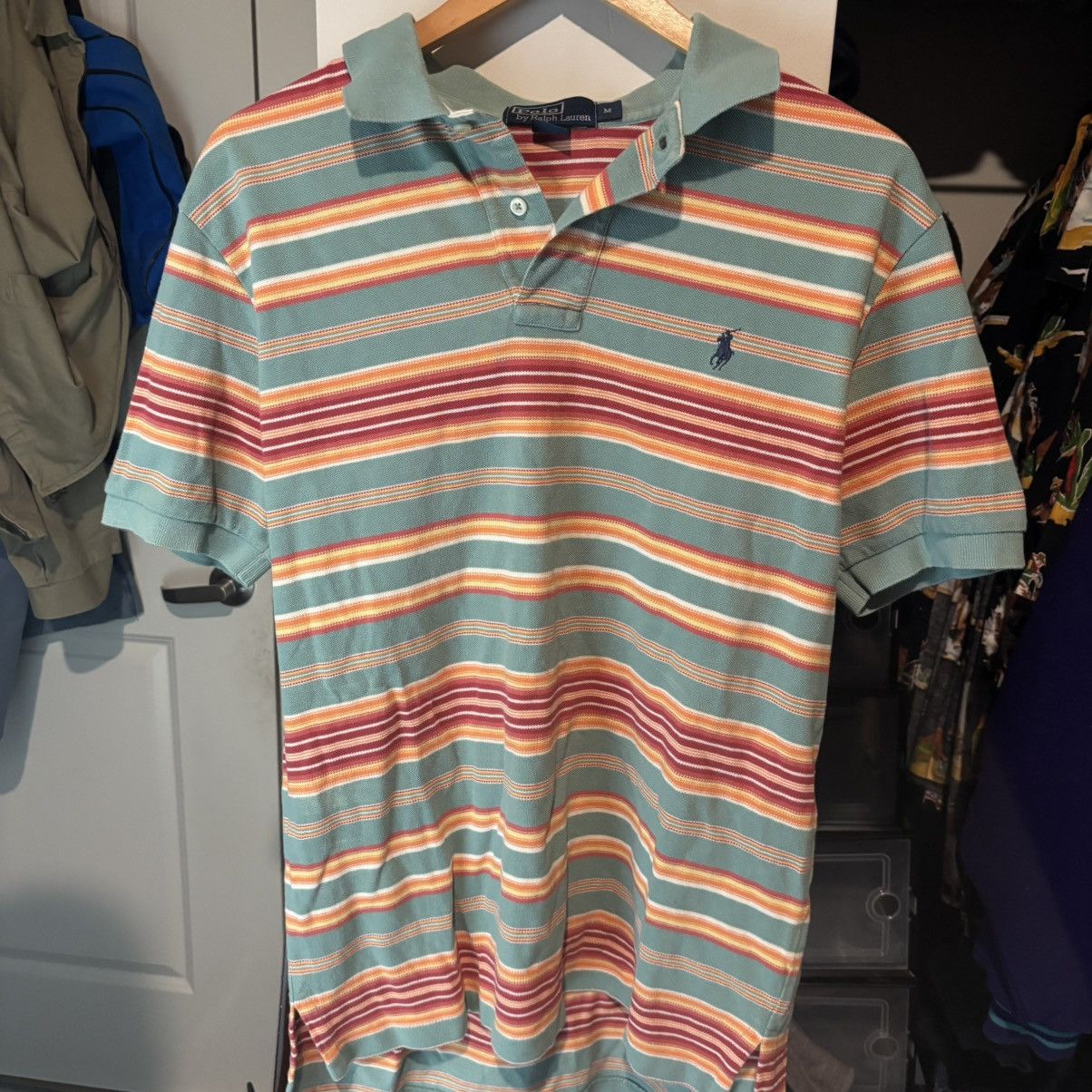 Polo Ralph Lauren Vintage Polo by Ralph Lauren Mens M Teal Green Striped Polo Size US M / EU 48-50 / 2 - 1 Thumbnail