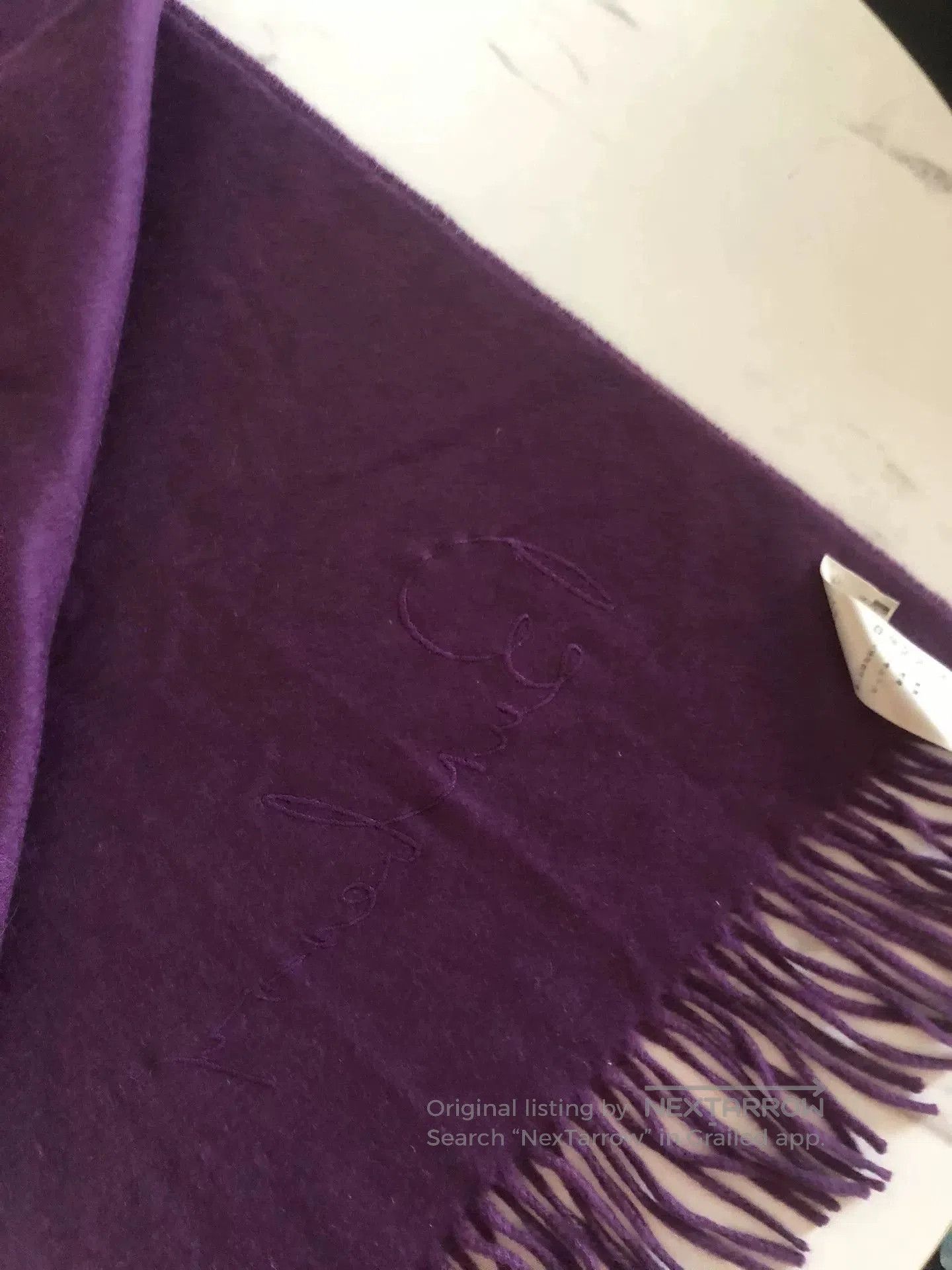 Burberry Burberry Purple Cashmere Scarf with Fringe. Size ONE SIZE - 4 Thumbnail