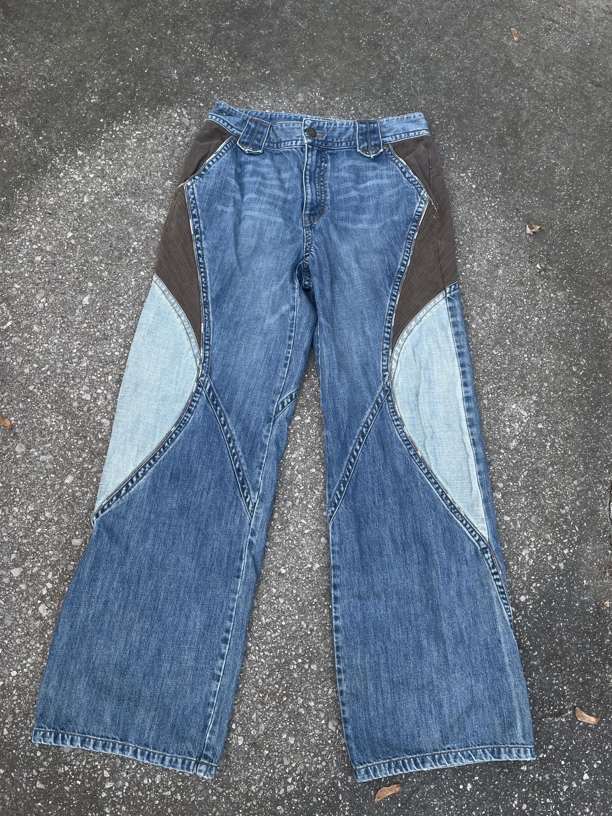 image of Edwin Wide Leg Patchwork Jeans in Blue, Men's (Size 32)