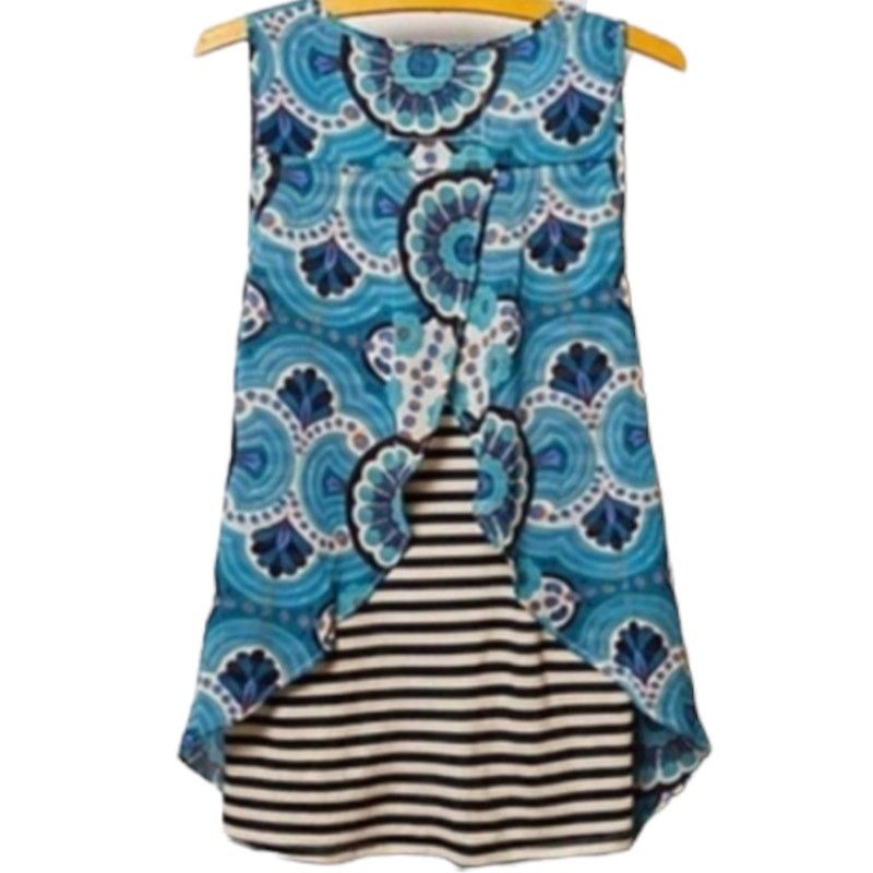 Anthropologie ANTHROPOLOGIE Blue Merlon Geometric Tank Meadow Rue Medium Size M / US 6-8 / IT 42-44 - 2 Thumbnail