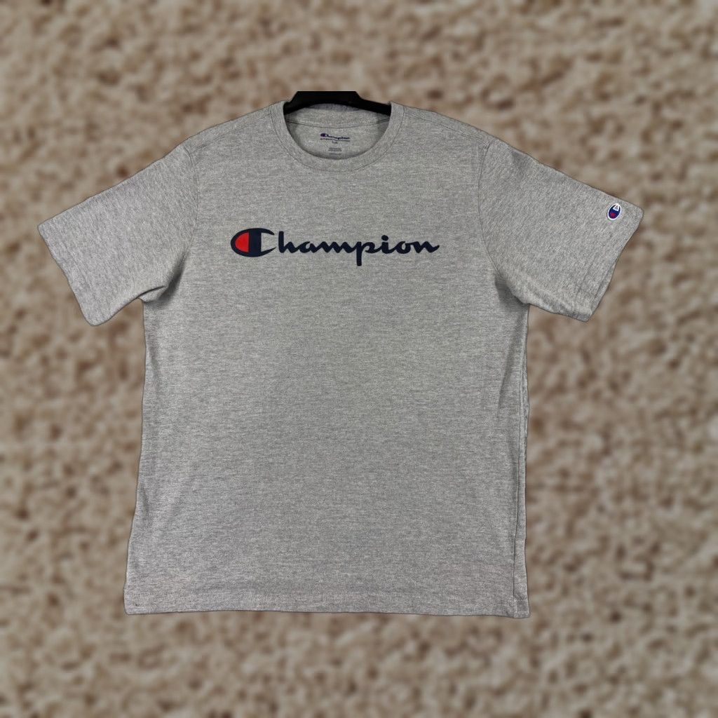 Champion Champion Shirt Mens Large Gray Crew Short Sleeve Cotton Jersey Logo Print Sports Retro Fit: Athletic Mens T-Shirt Size US L / EU 52-54 / 3 - 1 Thumbnail