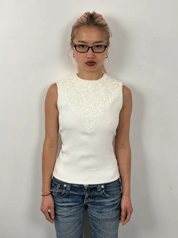 Balenciaga Balenciaga White Embossed Tank Top Size S / US 4 / IT 40 - 1 Thumbnail