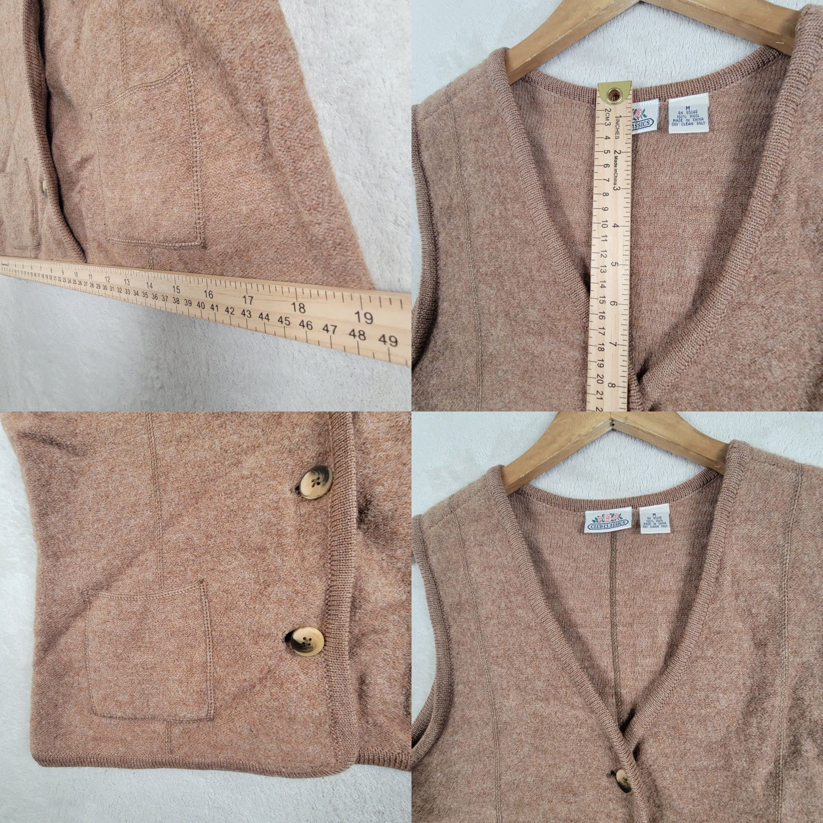 Class Club VINTAGE Club Classic Acrylic Sweater Vest Women’s Medium Shirt Sleeveless V-Neck Brown Solid Preppy 90s Casual Travel Business Womens Size M / US 6-8 / IT 42-44 - 8 Thumbnail