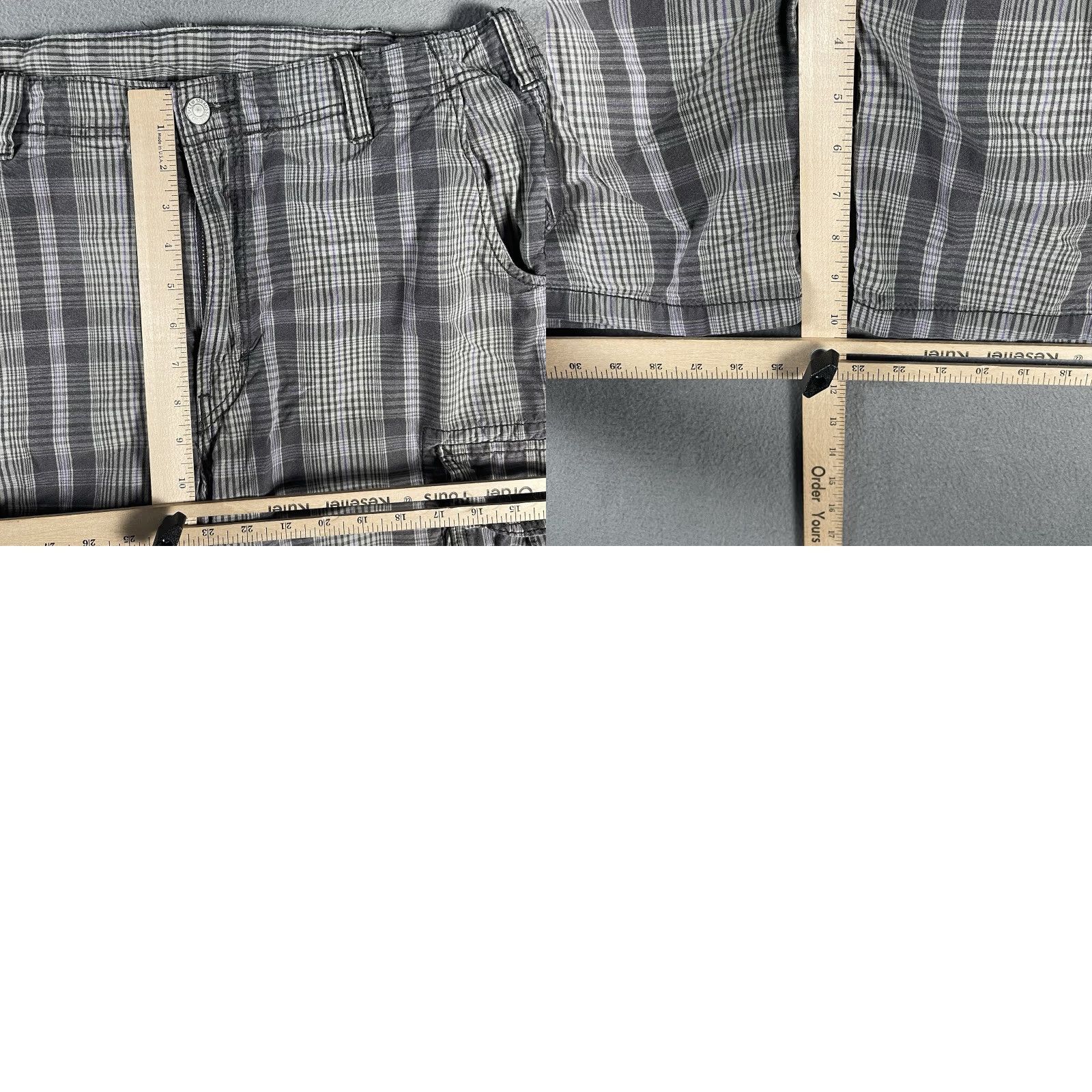 Levi's VINTAGE Levi's Cargo Shorts Mens 36 Gray Plaid White Tab Cargo Pocket 90s Grunge Baggy Skater Casual Size US 36 / EU 52 - 8 Thumbnail