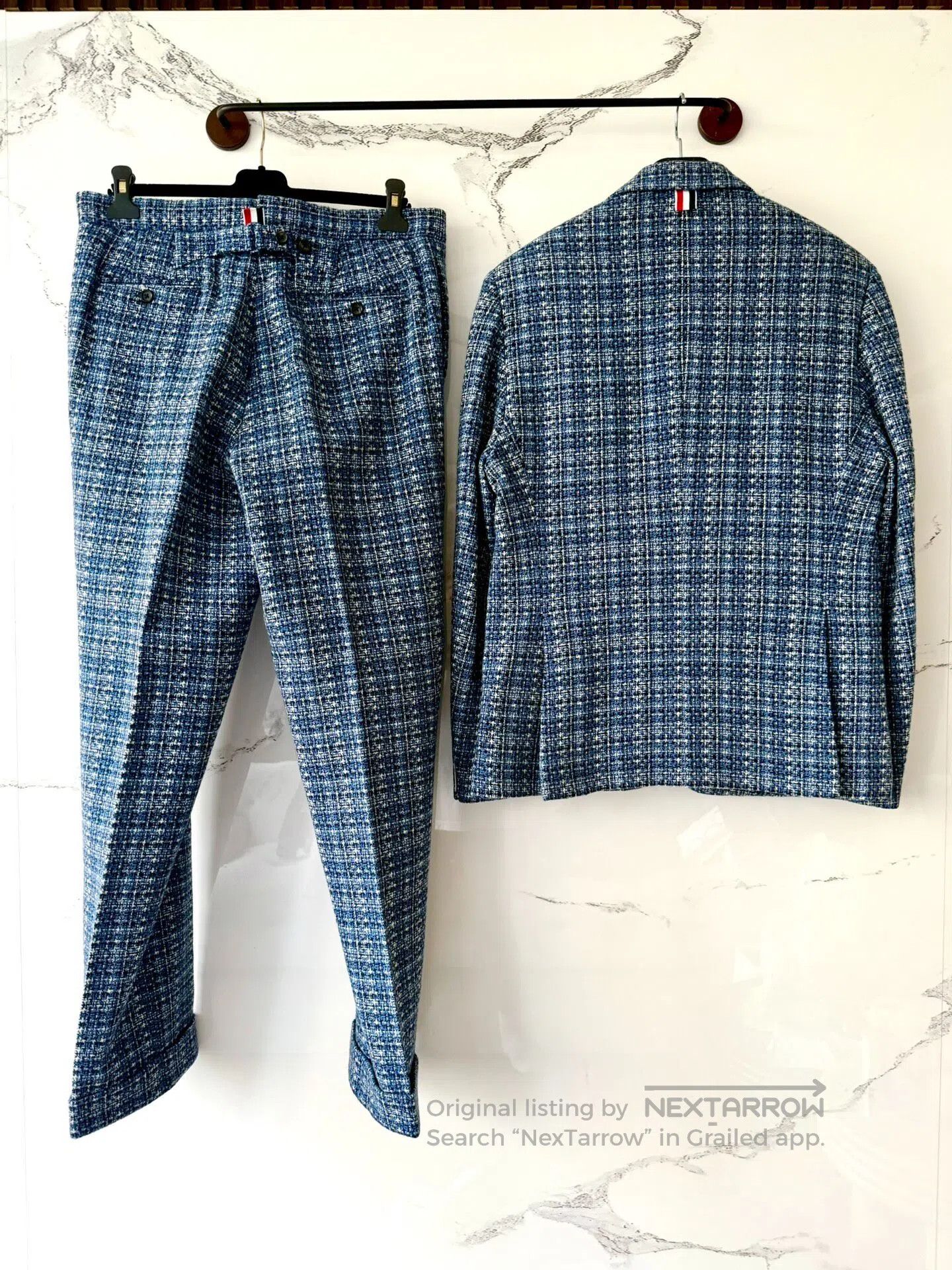 Thom Browne Thom Browne Blue Cross-Grain Snowflake Wool Blazer Suit| Size US L / EU 52-54 / 3 - 2 Thumbnail