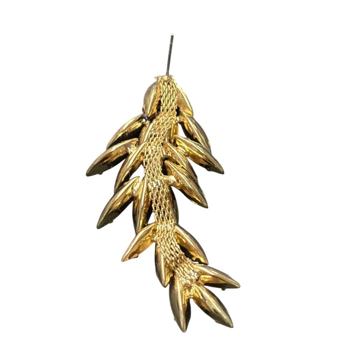 Bar III Bar III Black & Gold Leaf Drop Earrings With Stud Back Size ONE SIZE - 4 Thumbnail